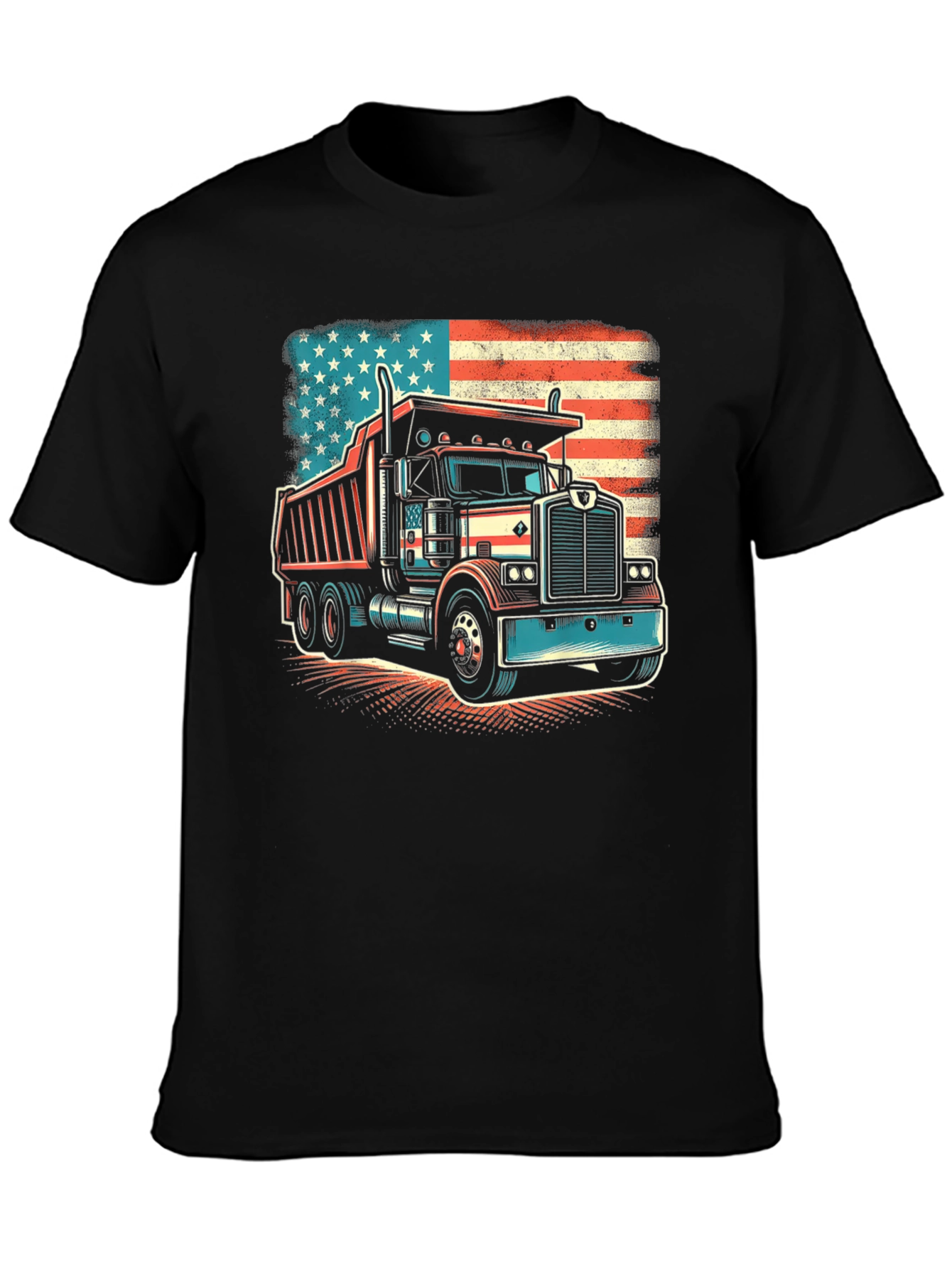 American Flag Truck Graphic T-Shirt