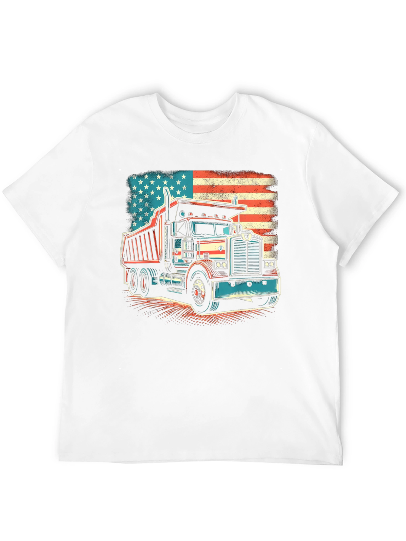 American Flag Truck Graphic T-Shirt