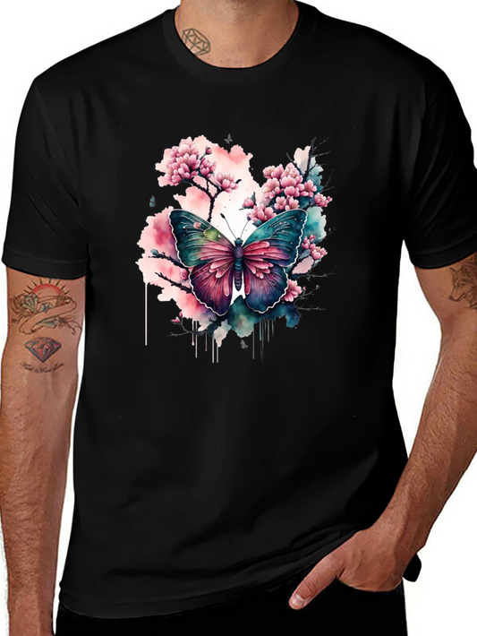 Butterfly Watercolor Graphic Tee - Black