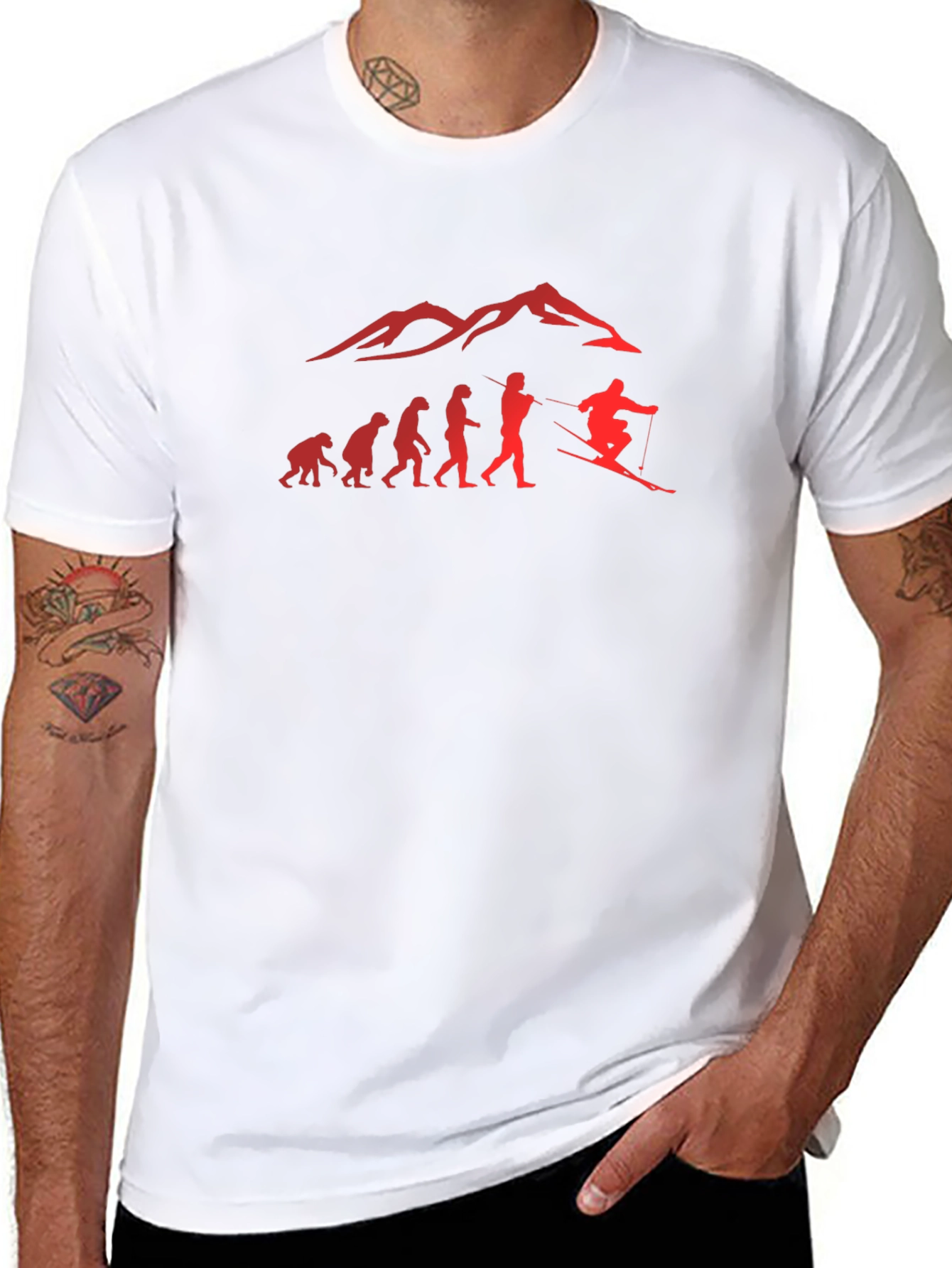 Evolution of Skiing Graphic T-Shirt - Black