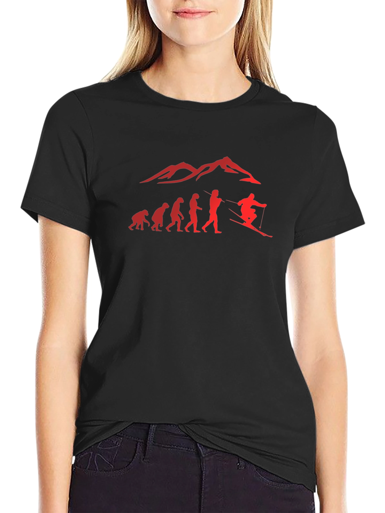 Evolution of Skiing Graphic T-Shirt - Black