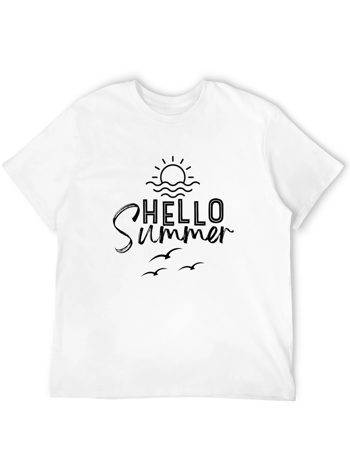 Hello Summer Graphic Tee - Black Cotton Casual T-Shirt