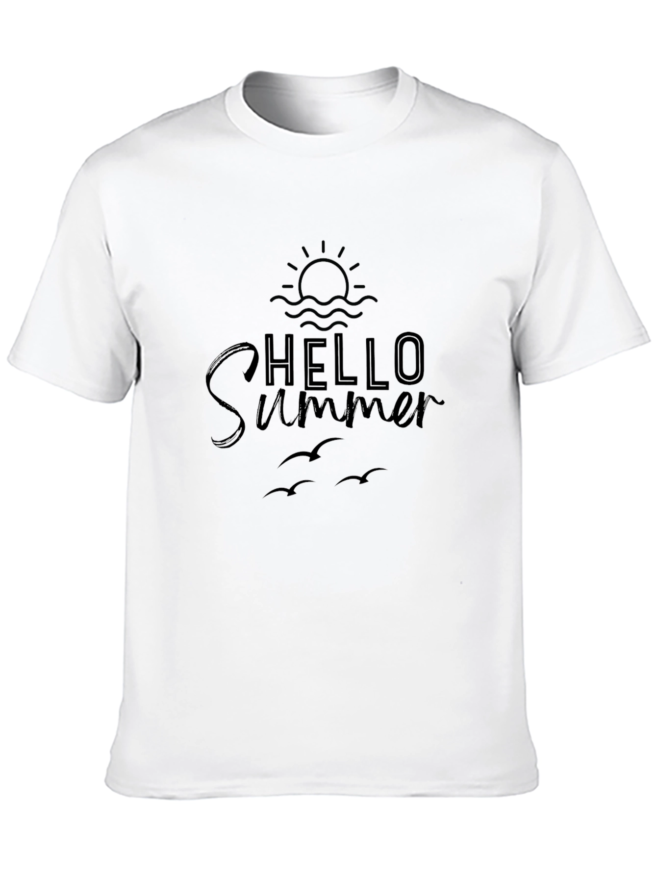 Hello Summer Graphic Tee - Black Cotton Casual T-Shirt