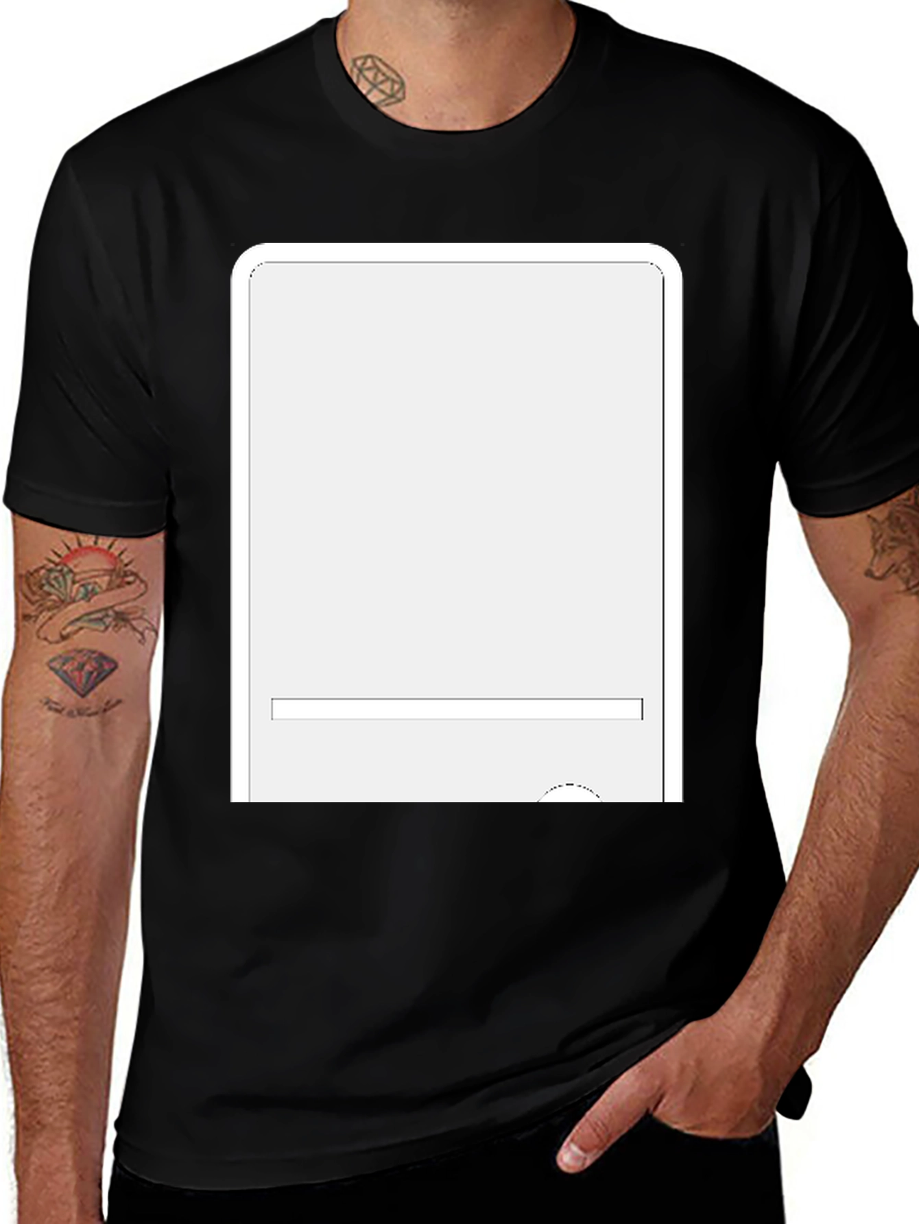 Classic Black T-Shirt with Customizable Panel