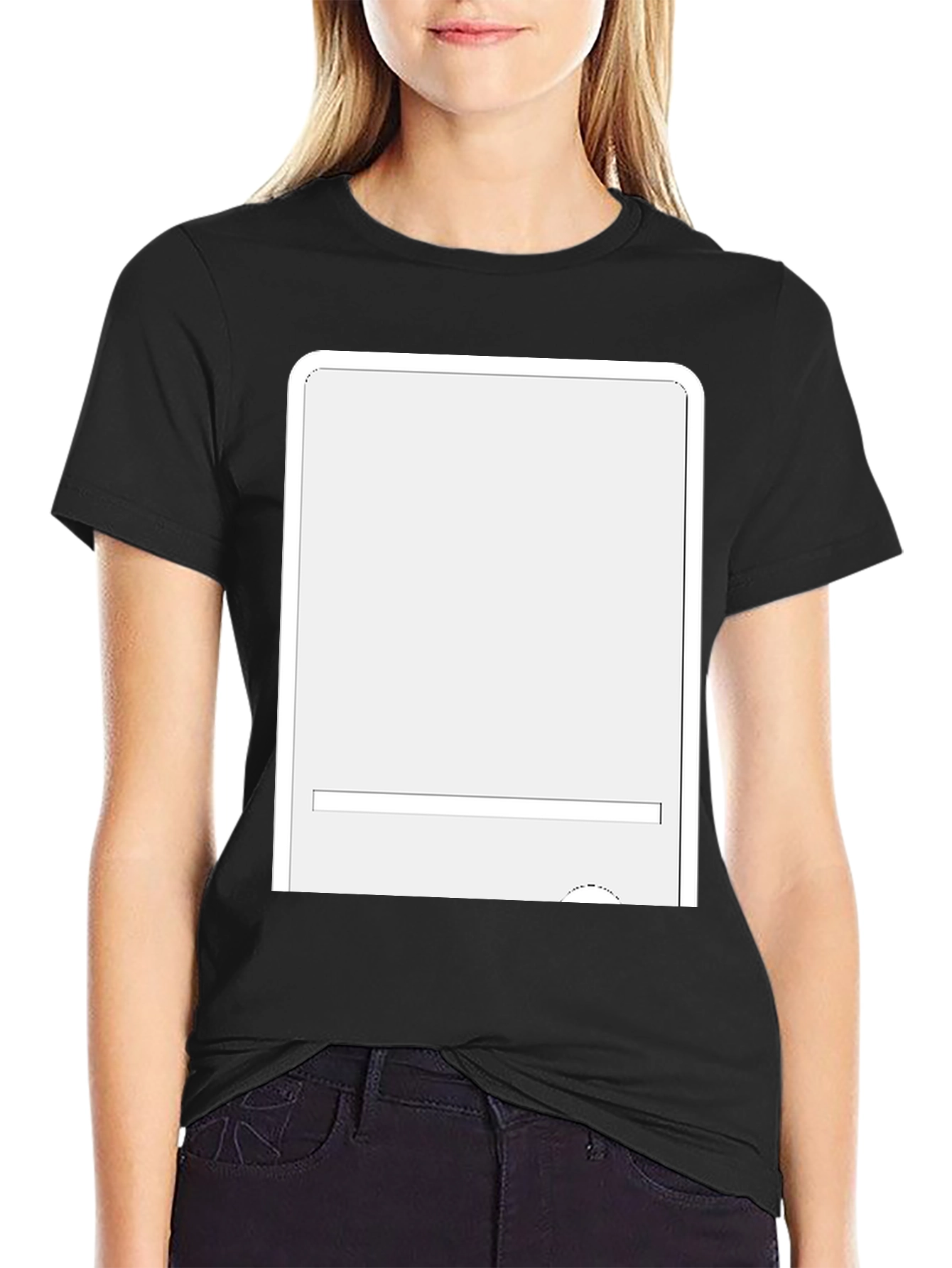 Classic Black T-Shirt with Customizable Panel