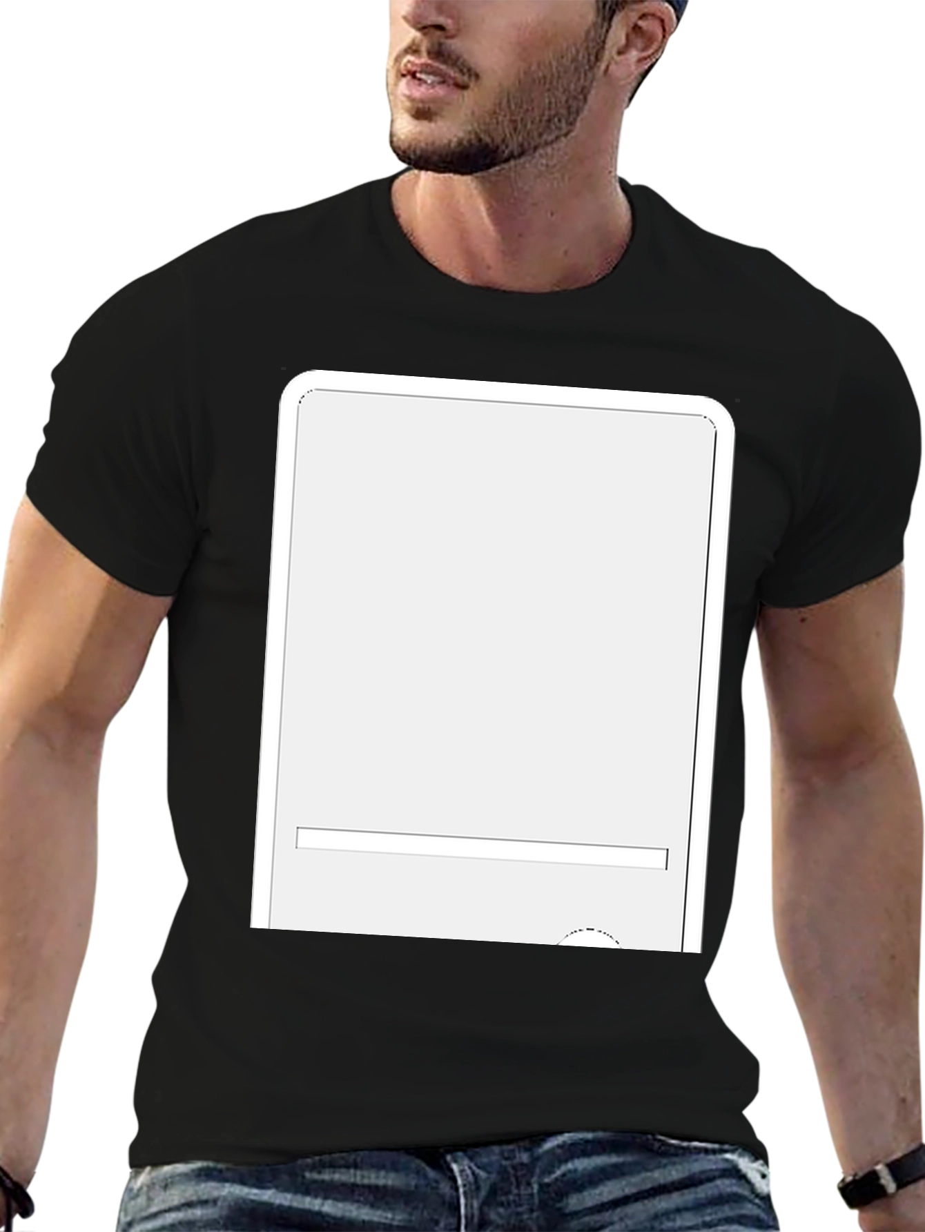 Classic Black T-Shirt with Customizable Panel
