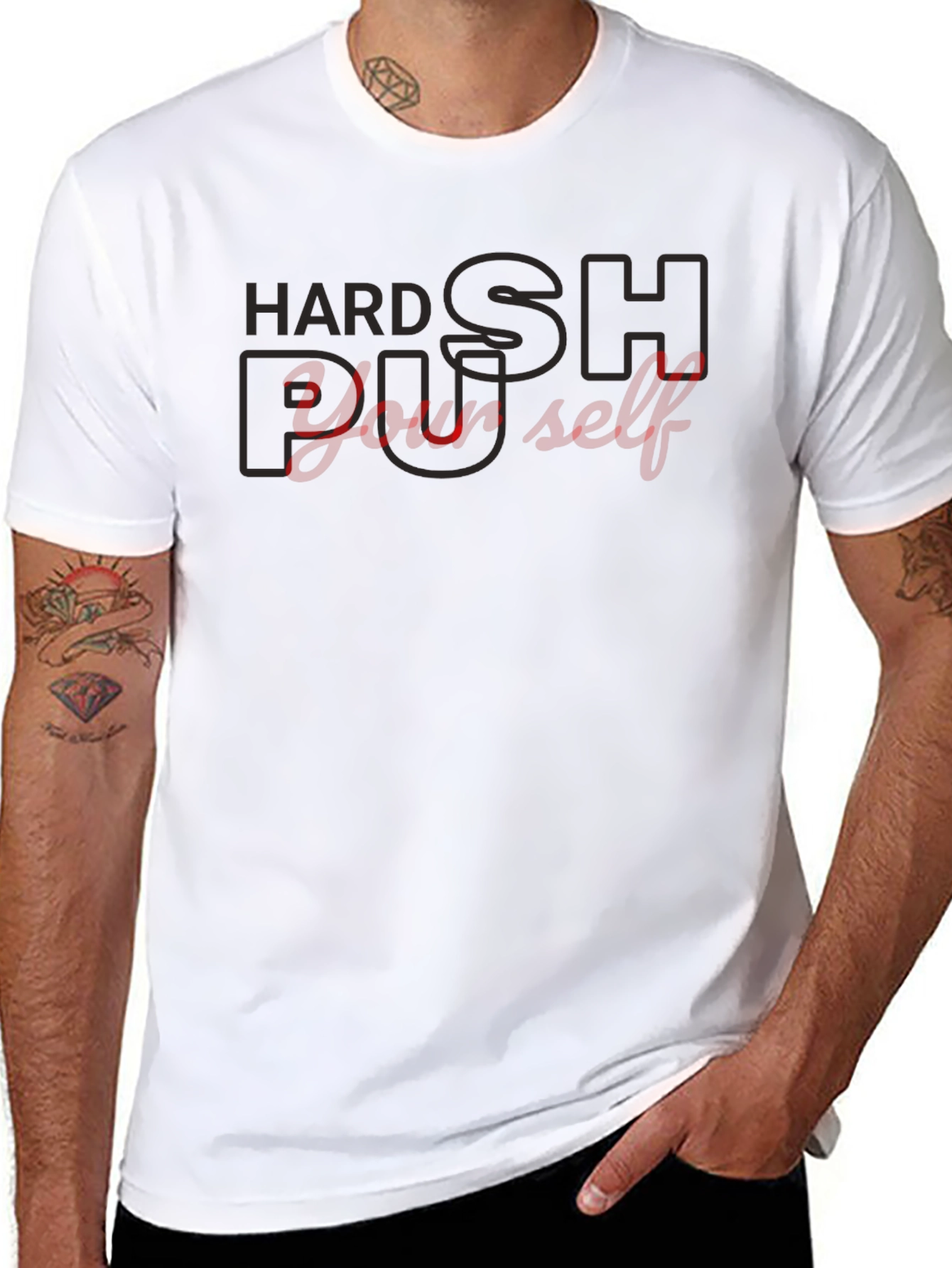 Hard Push Yourself Black T-Shirt