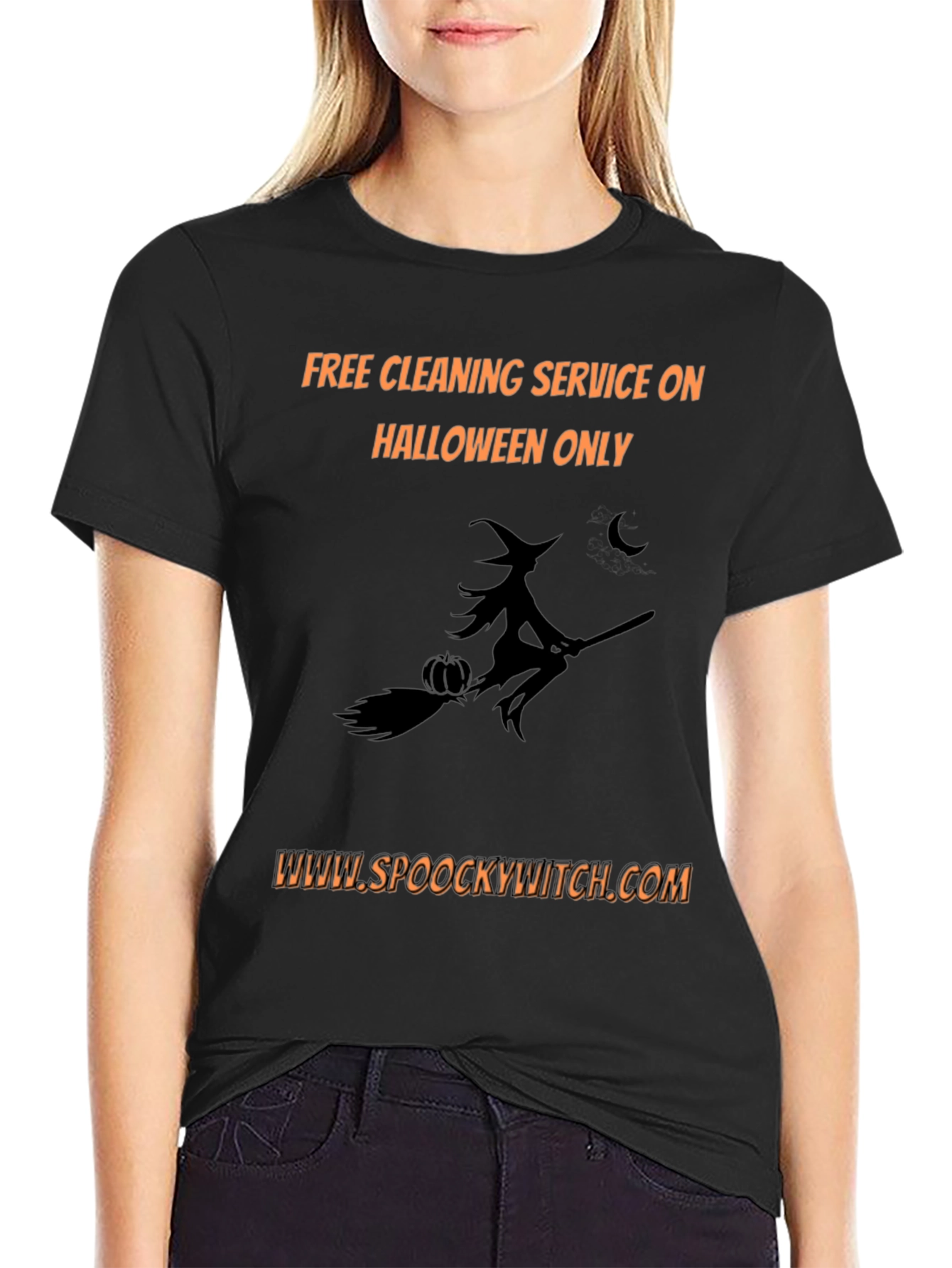 Spooky Witch Halloween Cleaning Service T-Shirt