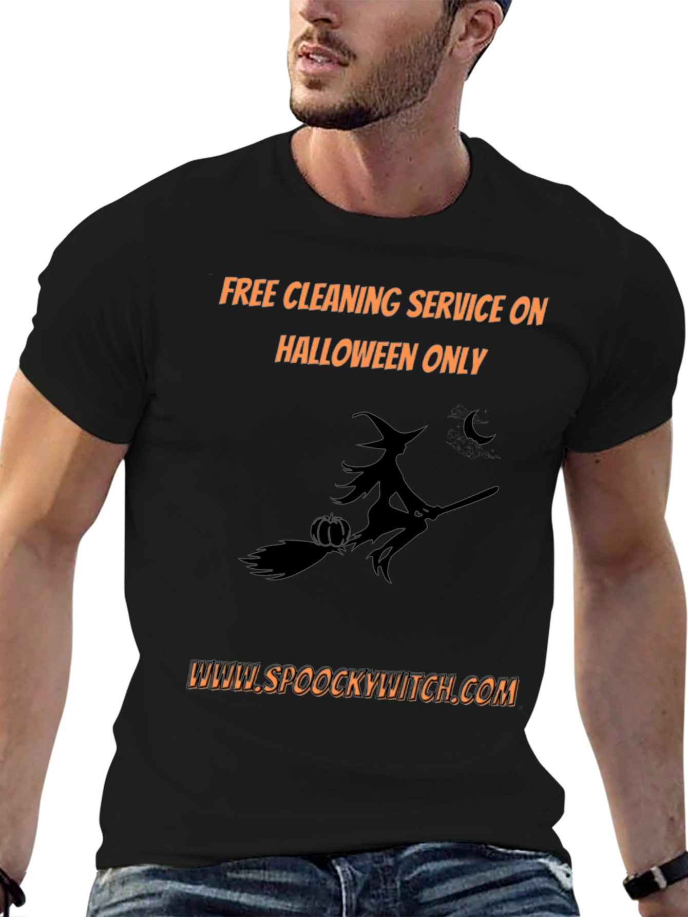Spooky Witch Halloween Cleaning Service T-Shirt
