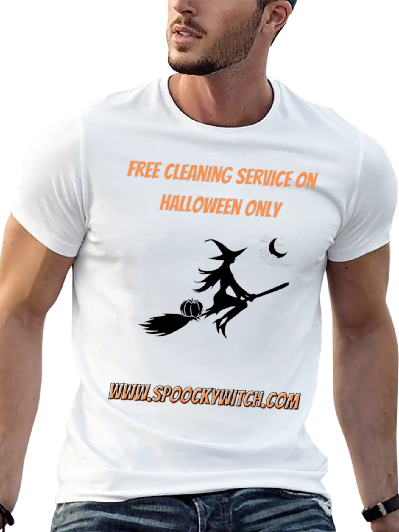 Spooky Witch Halloween Cleaning Service T-Shirt