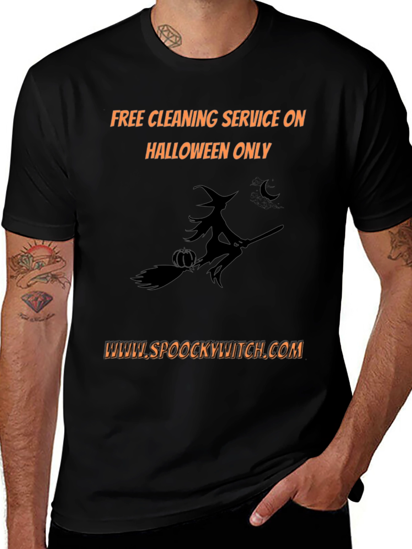 Spooky Witch Halloween Cleaning Service T-Shirt