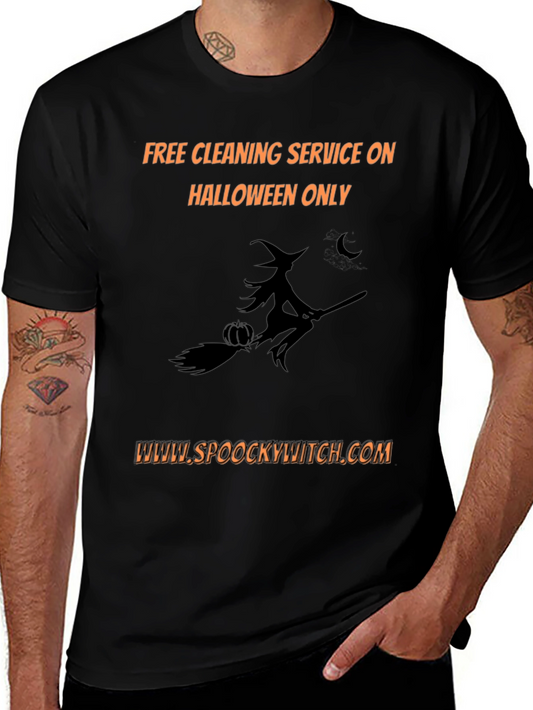 Spooky Witch Halloween Cleaning Service T-Shirt