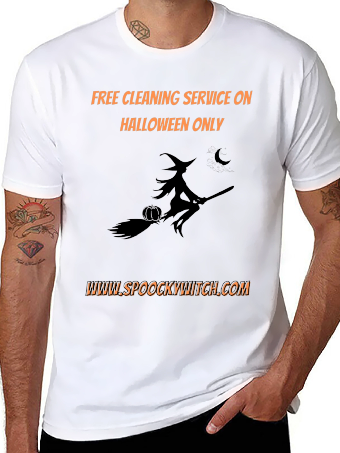Spooky Witch Halloween Cleaning Service T-Shirt