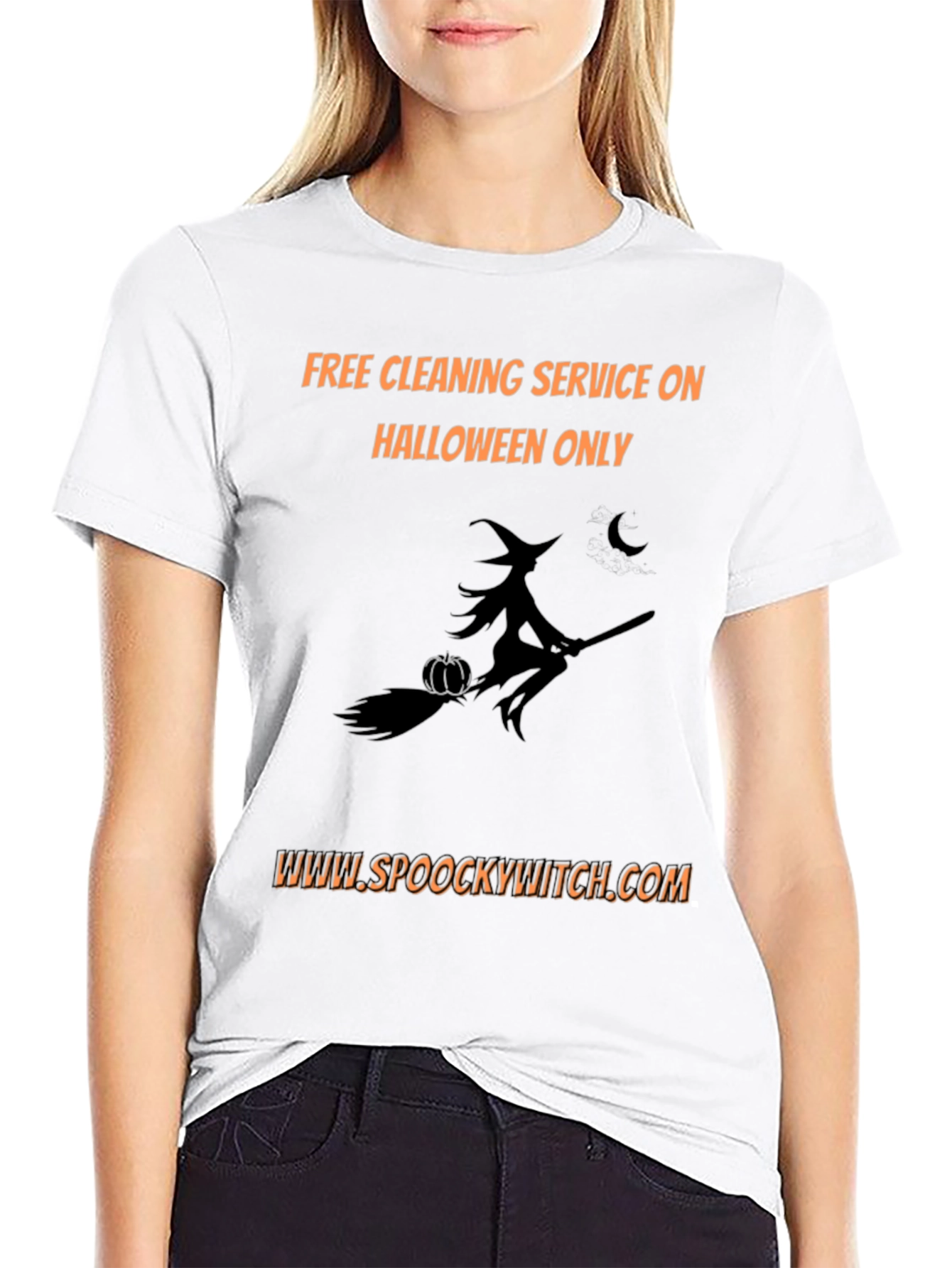 Spooky Witch Halloween Cleaning Service T-Shirt