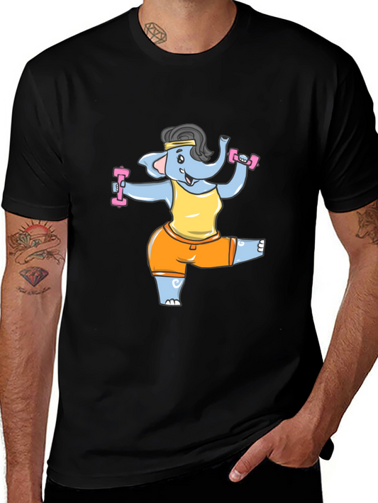 Funny Elephant Gym T-Shirt - Black