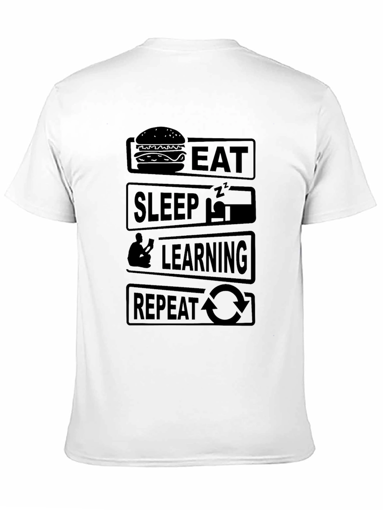 Eat Sleep Learning Repeat Black Graphic T-Shirt