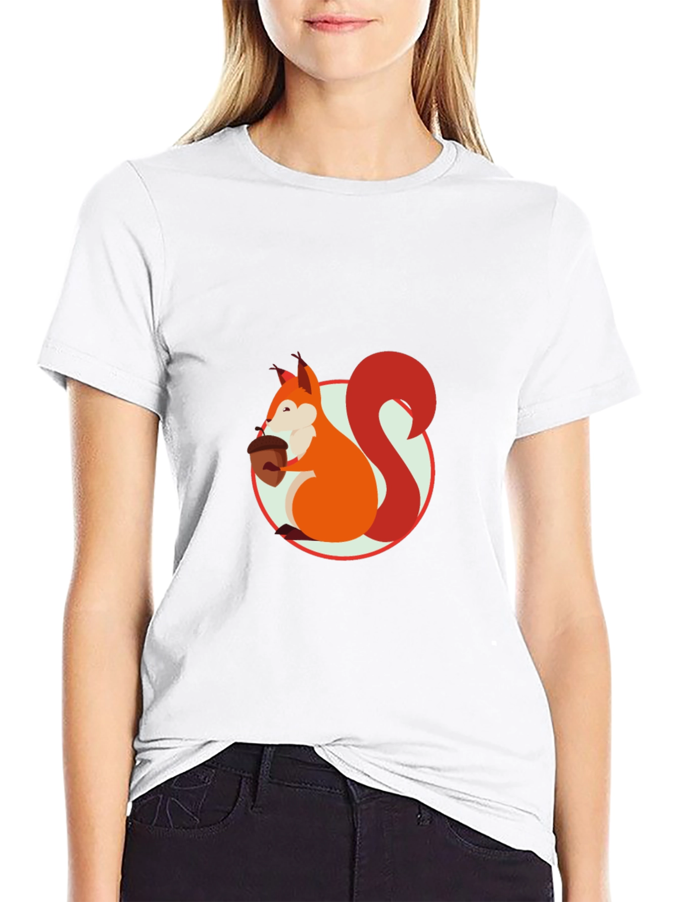 Squirrel Graphic Print Black T-Shirt