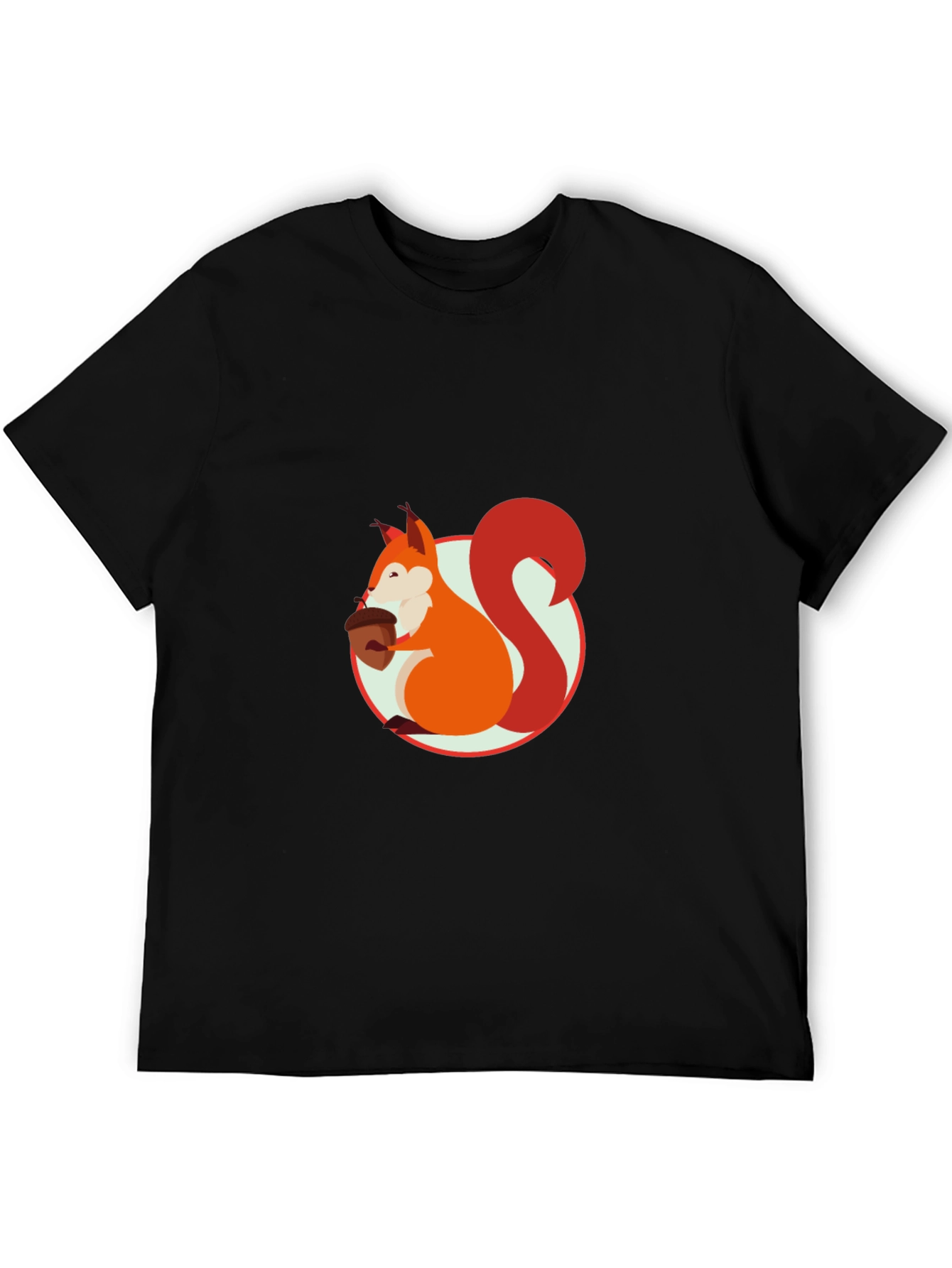 Squirrel Graphic Print Black T-Shirt