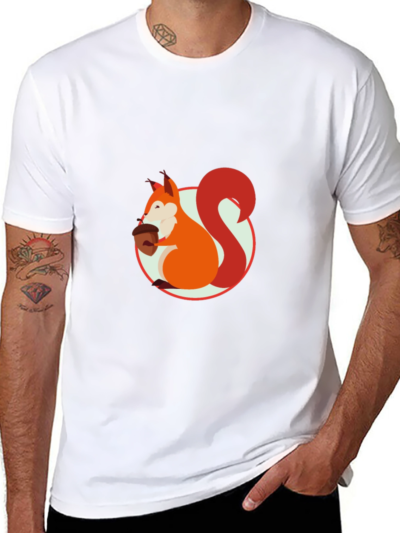 Squirrel Graphic Print Black T-Shirt