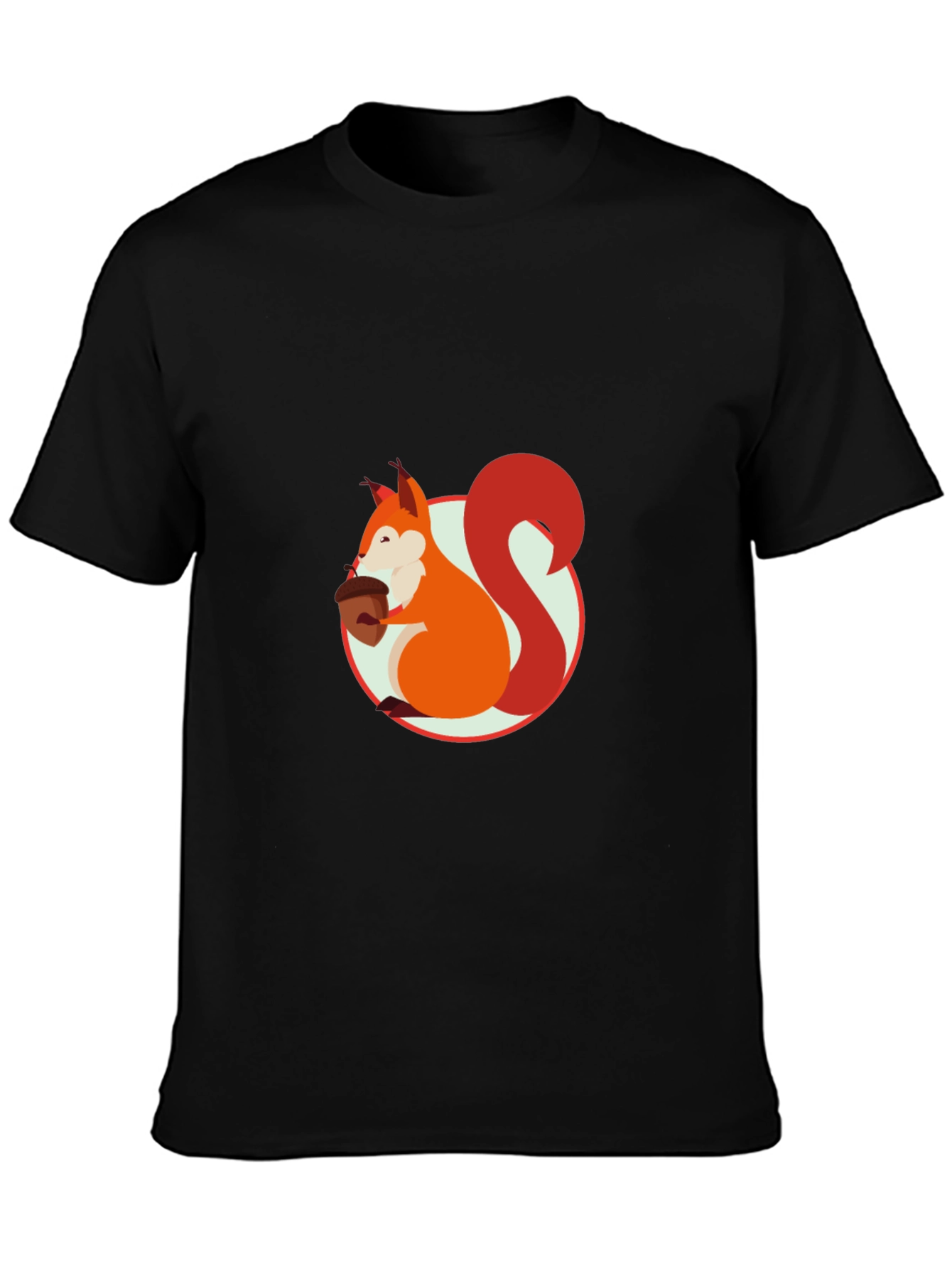 Squirrel Graphic Print Black T-Shirt