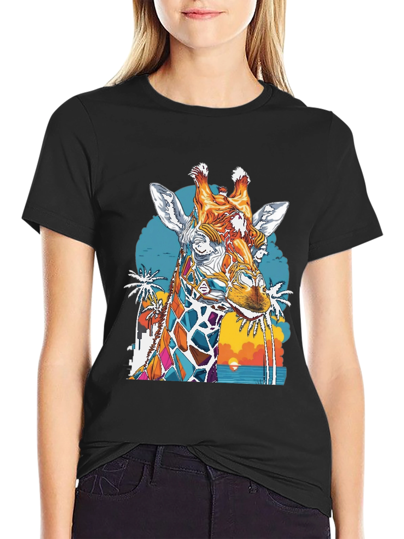 Giraffe Sunset Graphic Tee