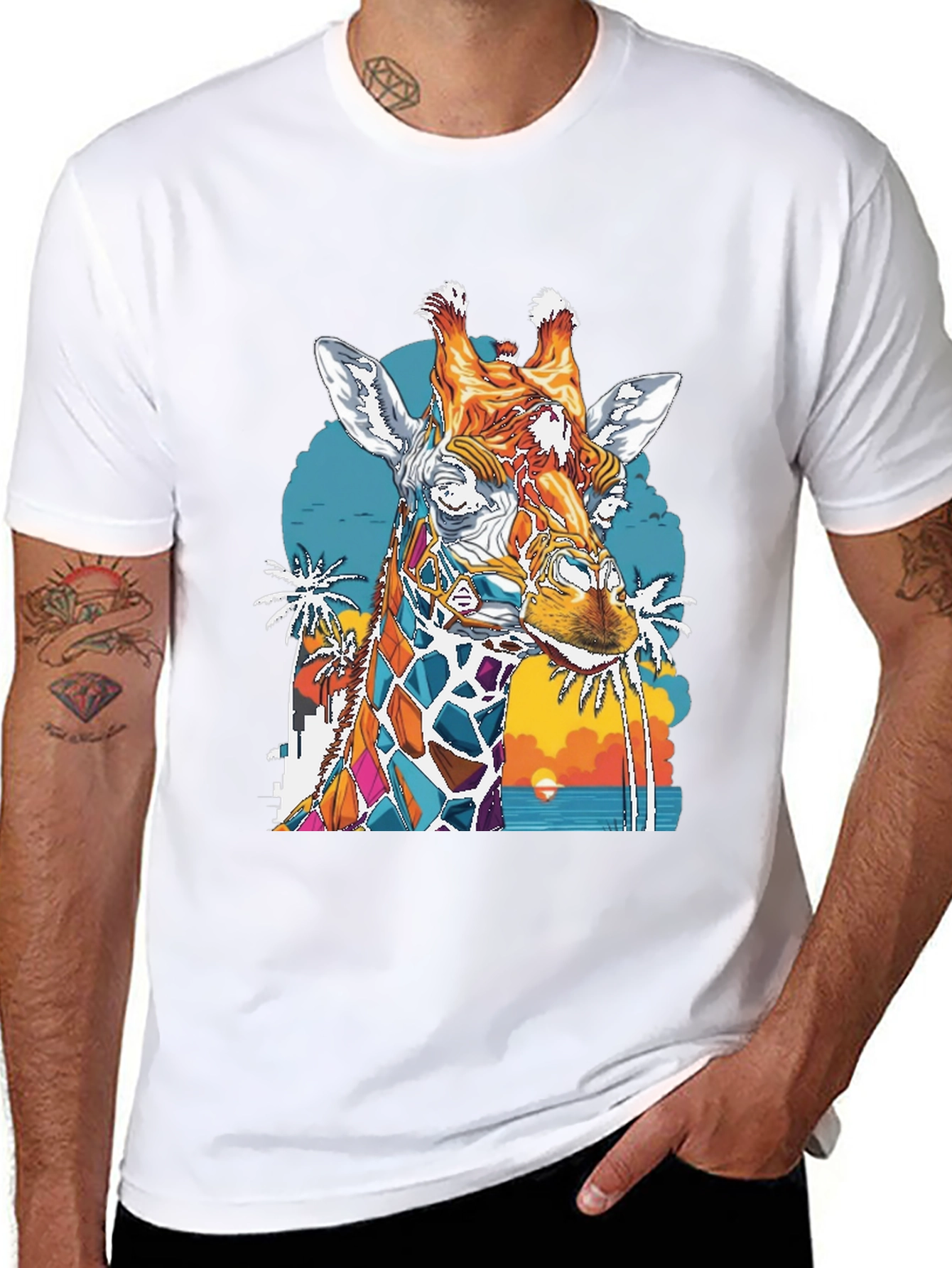 Giraffe Sunset Graphic Tee