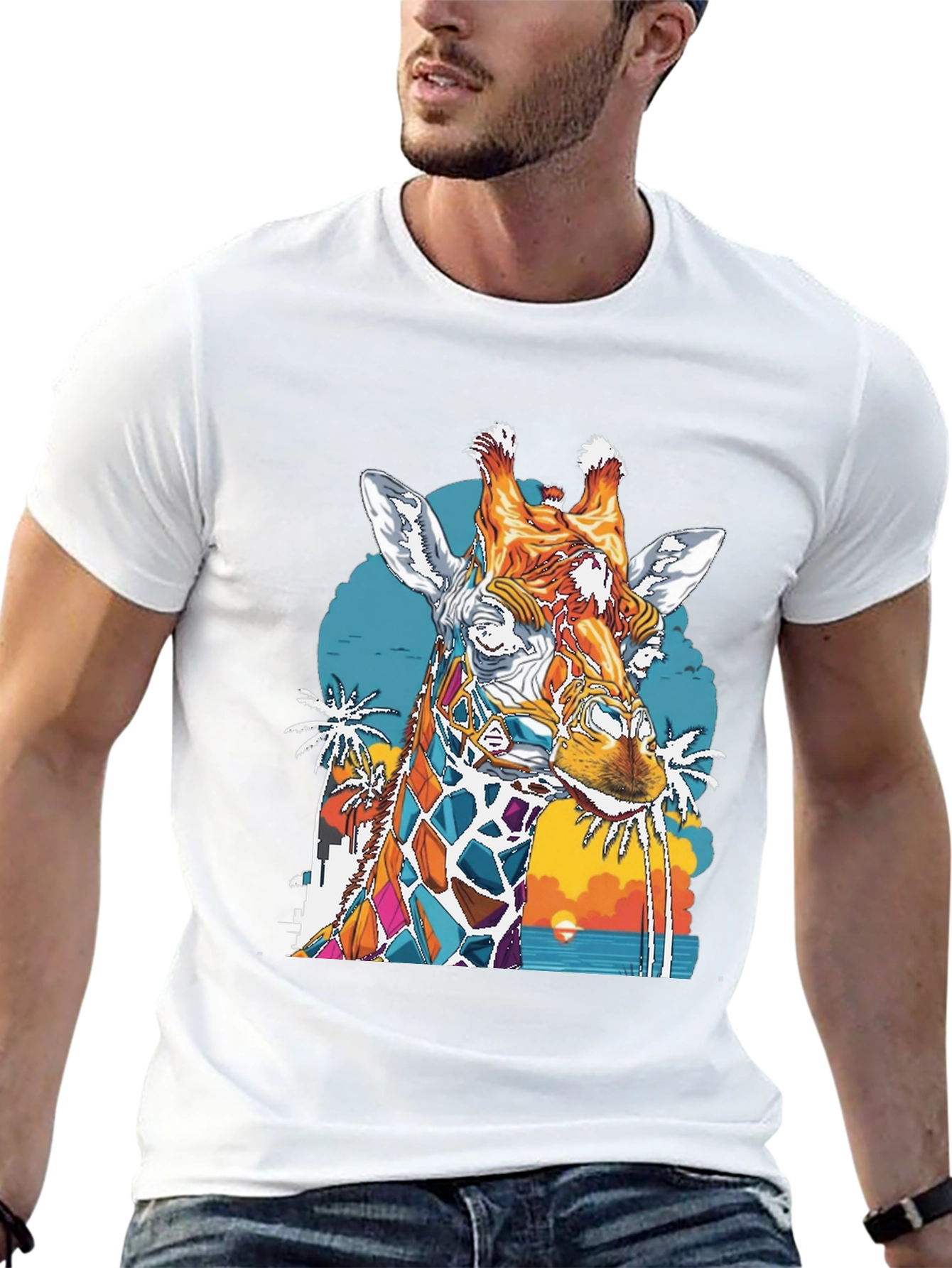 Giraffe Sunset Graphic Tee