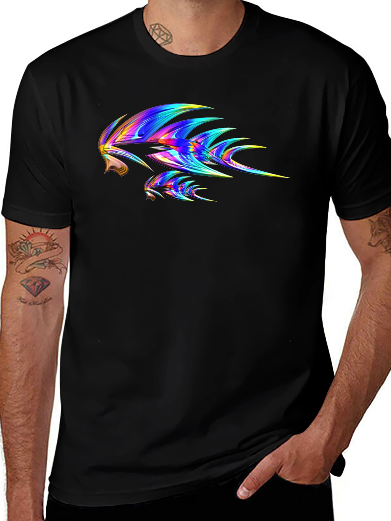Abstract Tribal Print Black T-Shirt