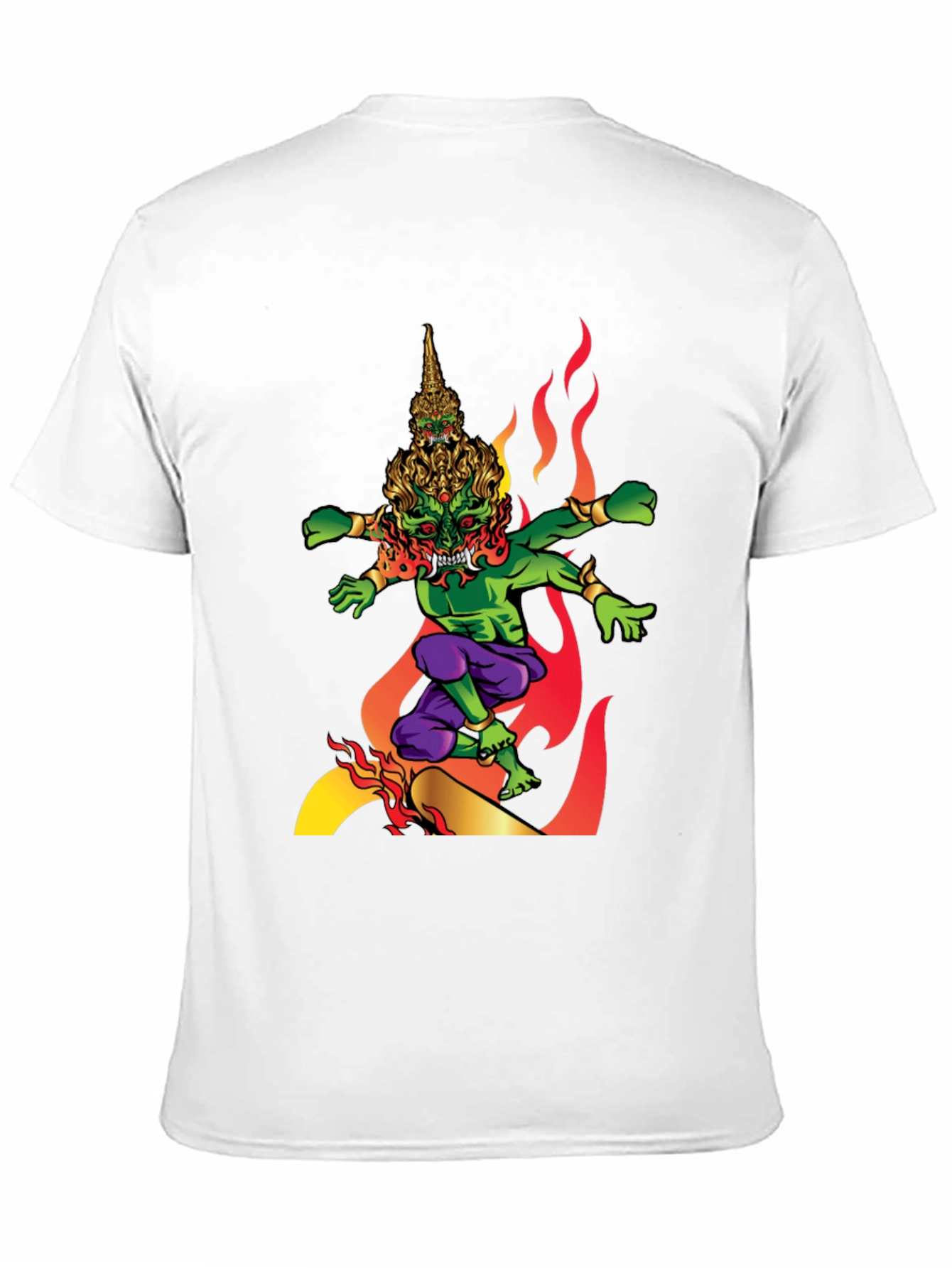 Mens Graphic Tee: Fiery Thai Demon Design