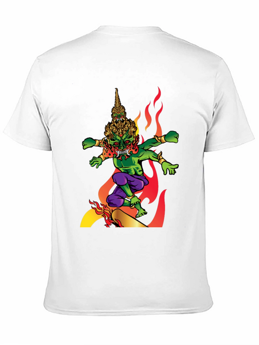Mens Graphic Tee: Fiery Thai Demon Design