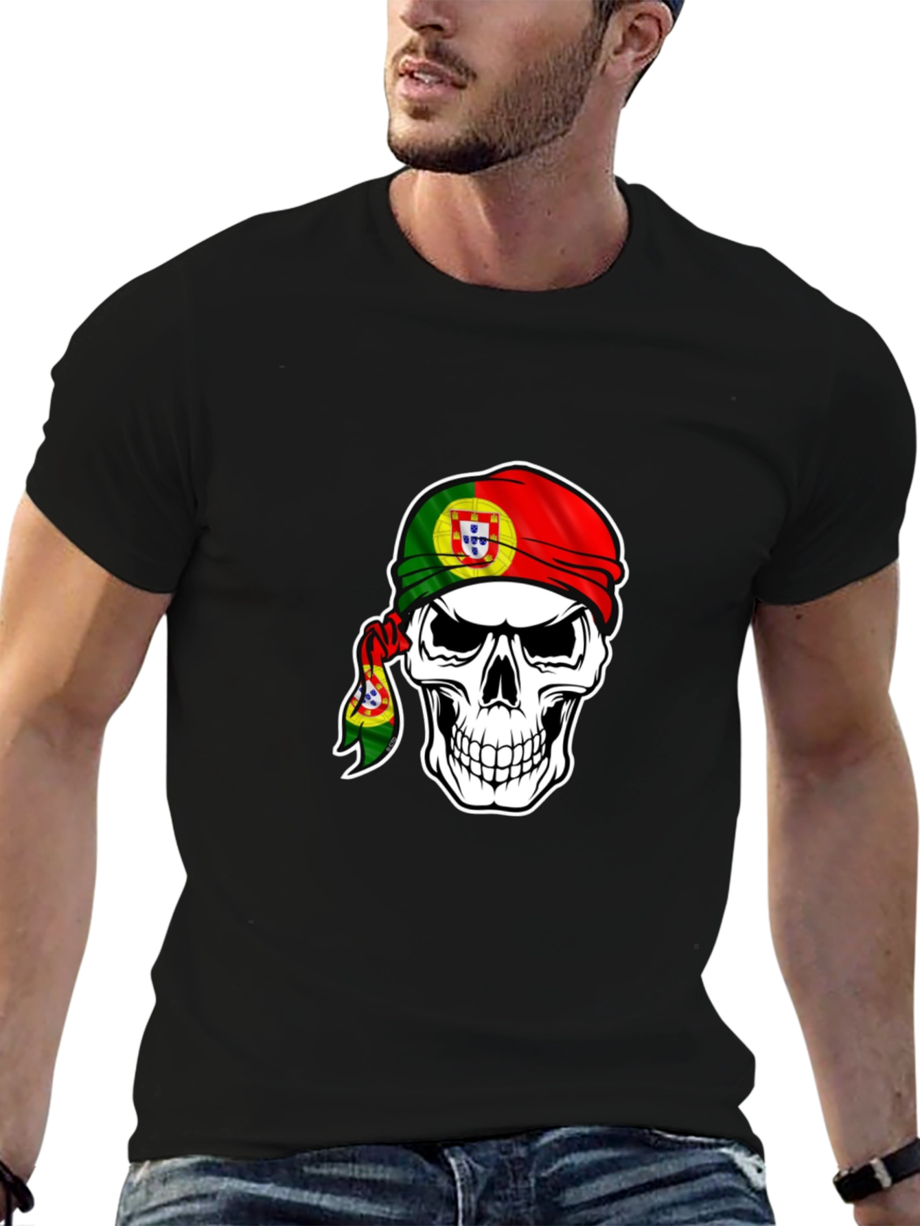Portuguese Pride Skull T-Shirt - Black