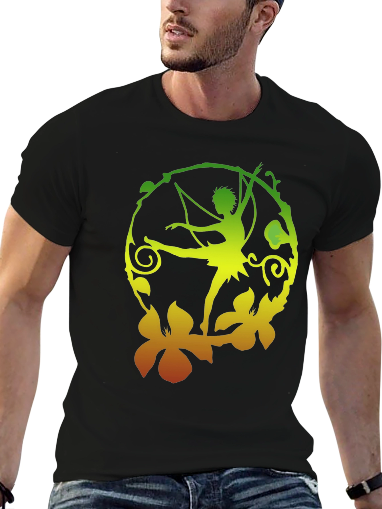 Fantasy Fairy Graphic Black T-Shirt