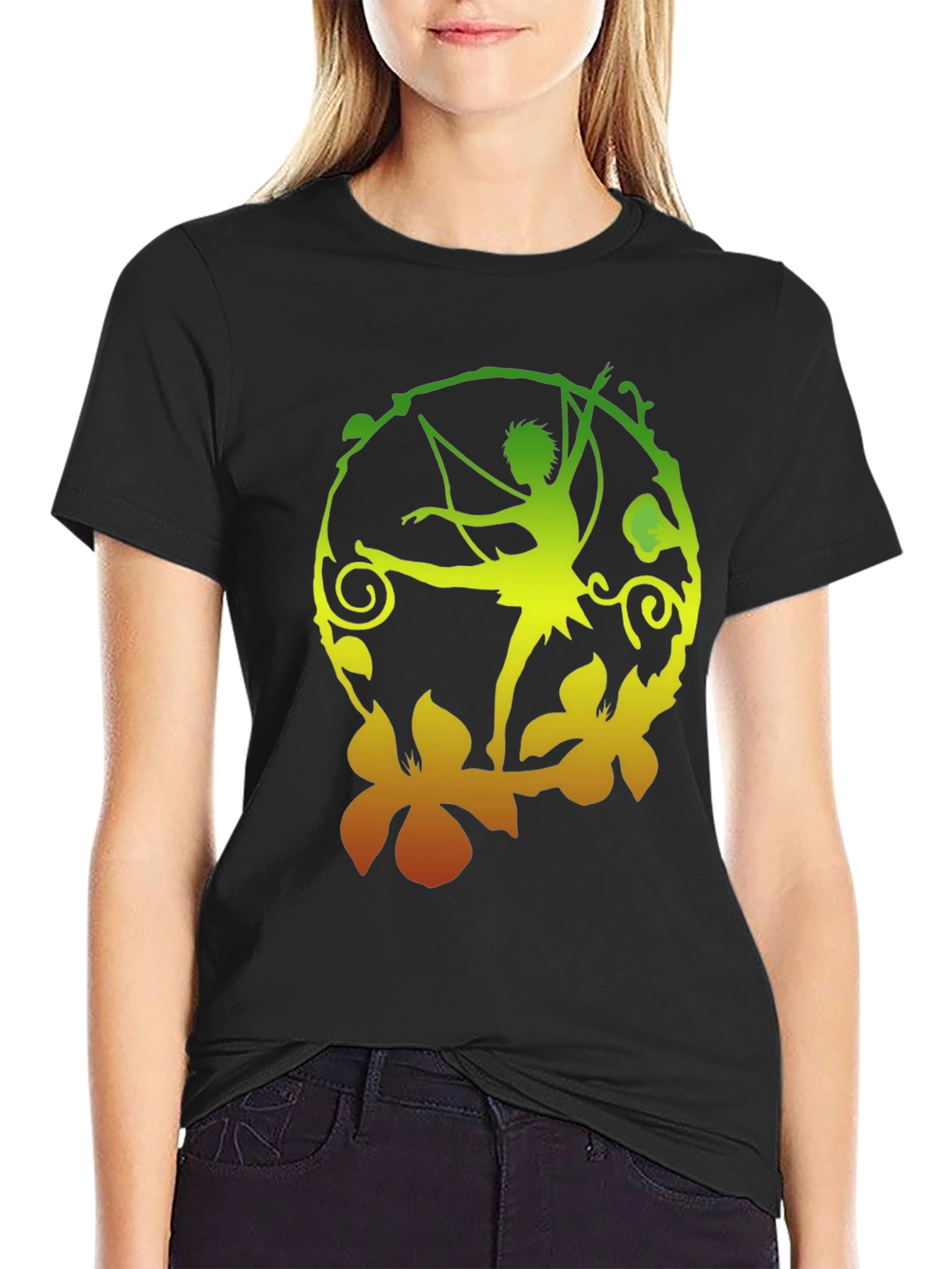 Fantasy Fairy Graphic Black T-Shirt