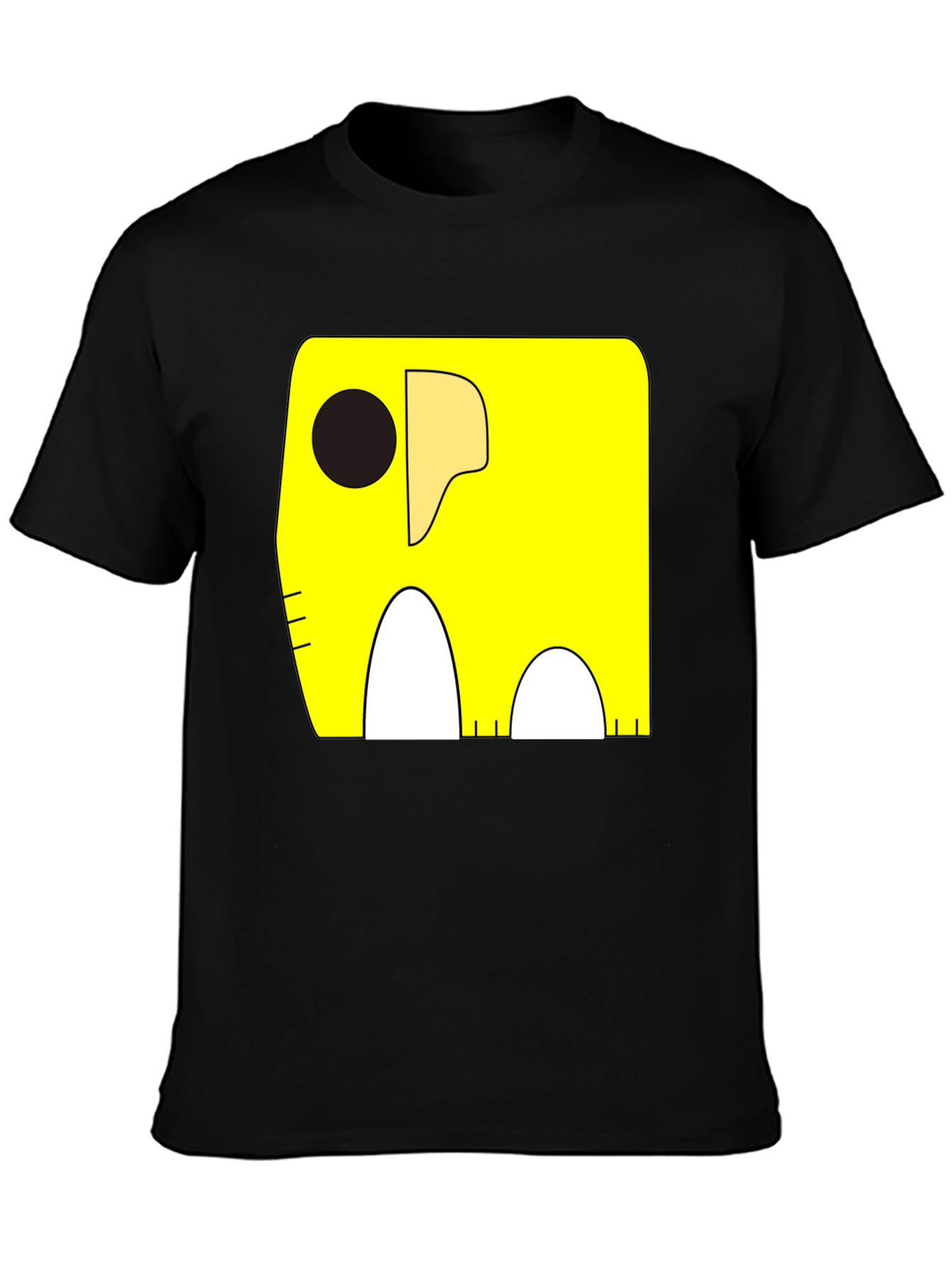 Cartoon Elephant Graphic Tee - Black Cotton Casual Shirt