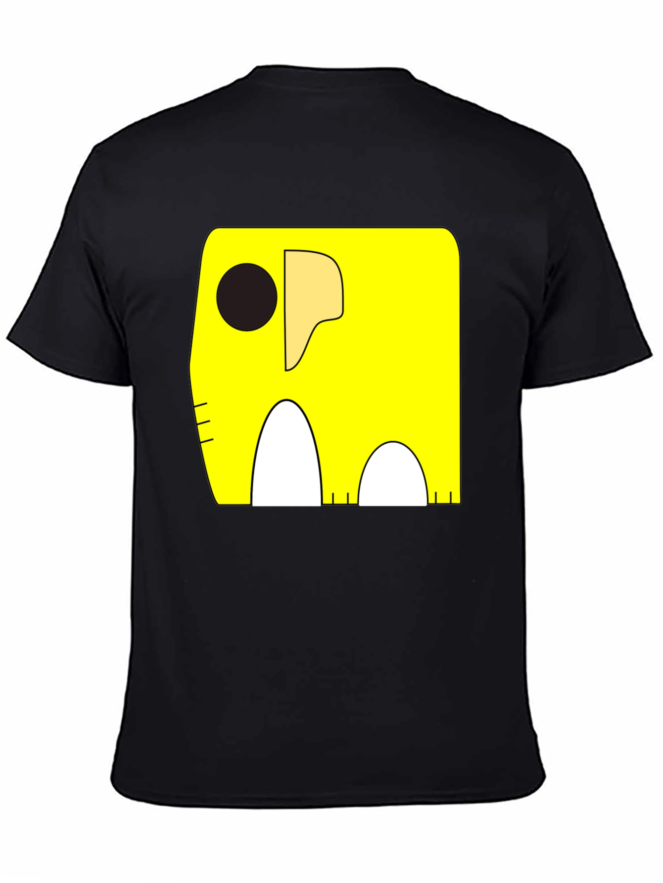 Cartoon Elephant Graphic Tee - Black Cotton Casual Shirt