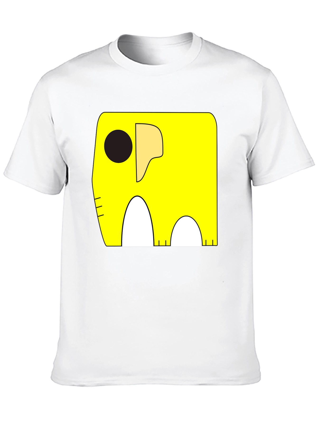Cartoon Elephant Graphic Tee - Black Cotton Casual Shirt