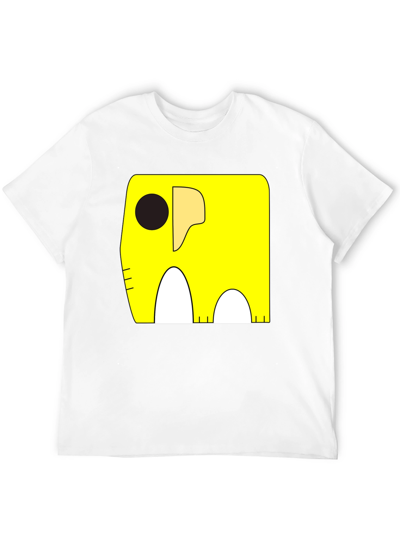 Cartoon Elephant Graphic Tee - Black Cotton Casual Shirt