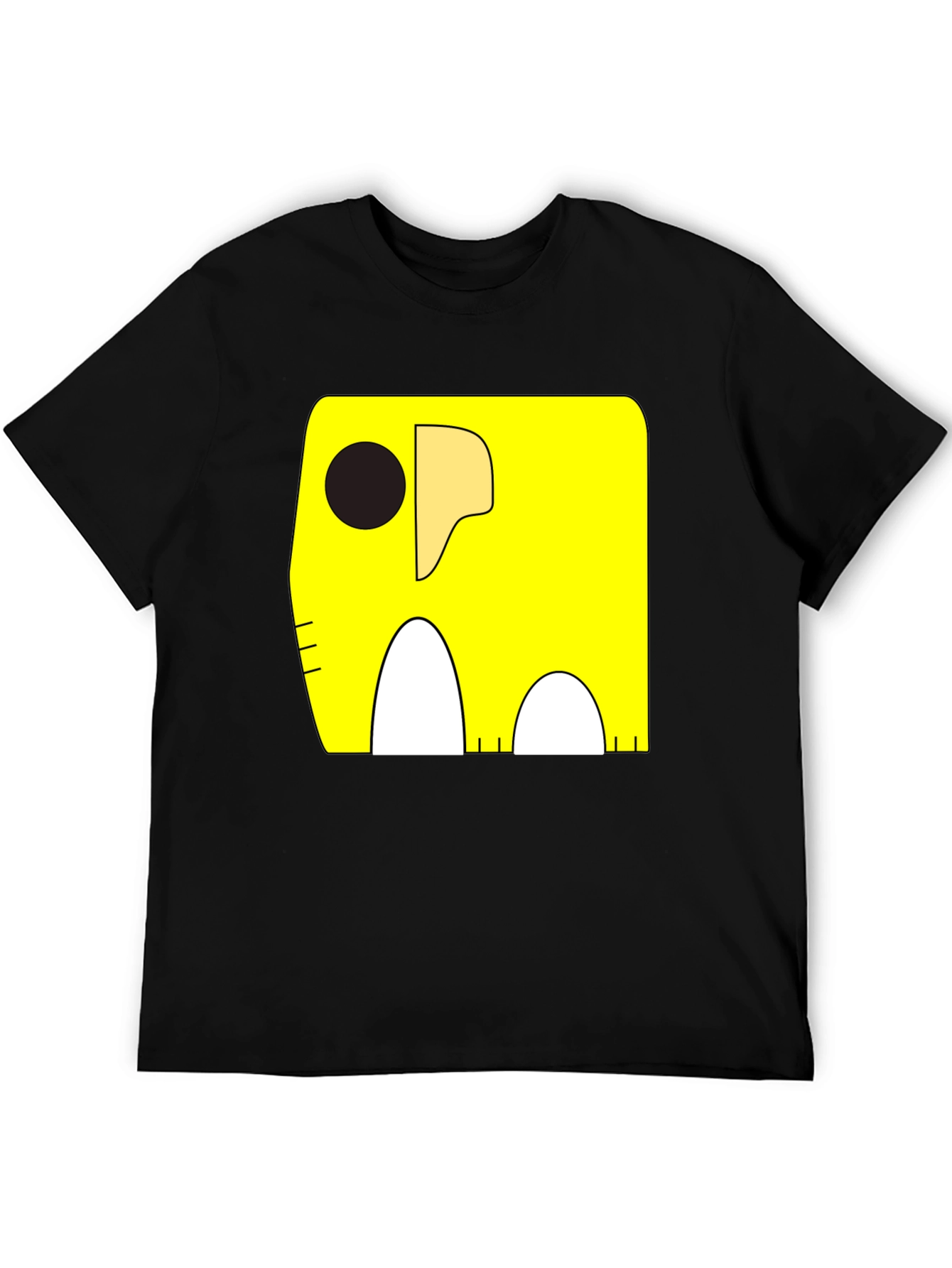 Cartoon Elephant Graphic Tee - Black Cotton Casual Shirt