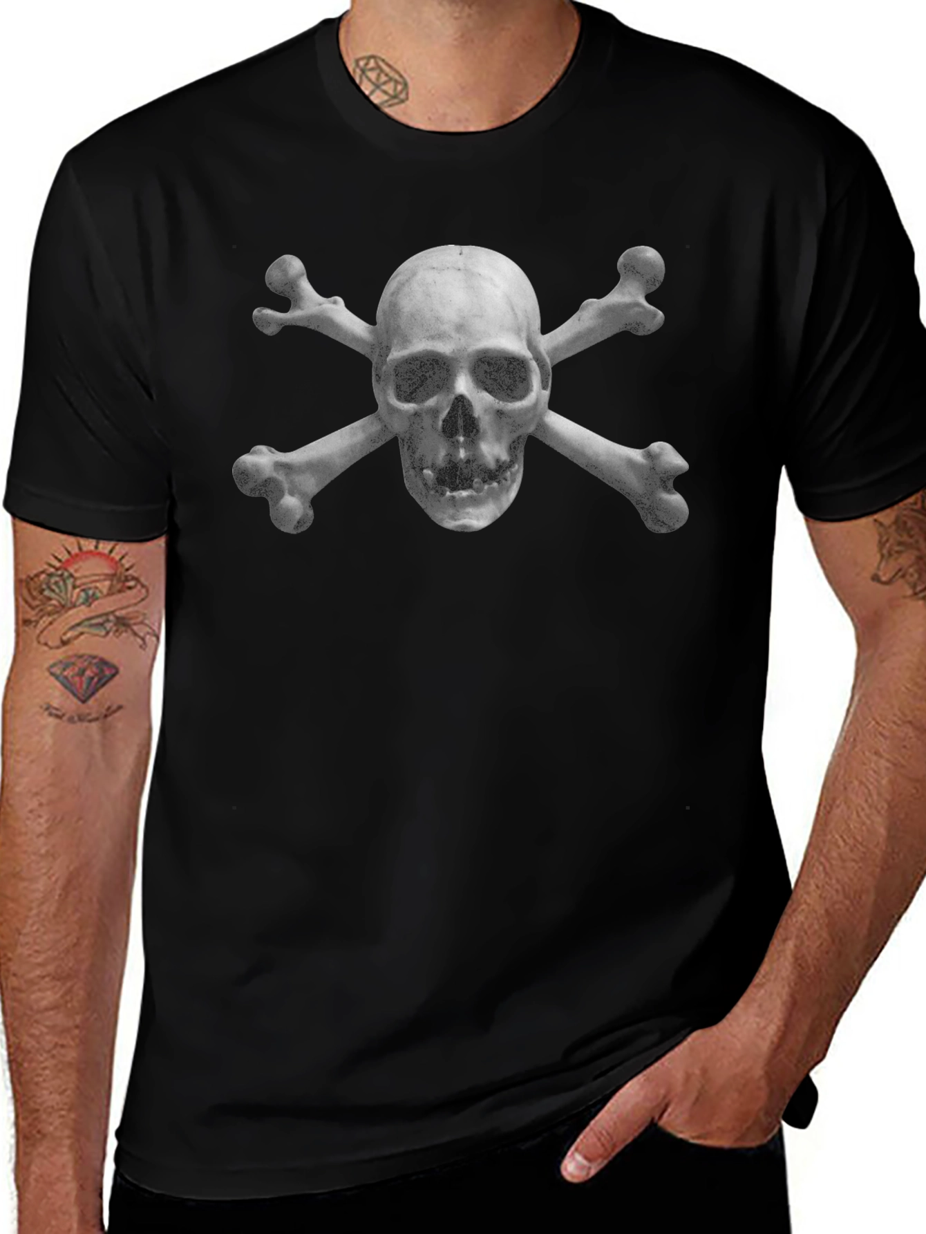 Skull & Crossbones Graphic Tee - Black