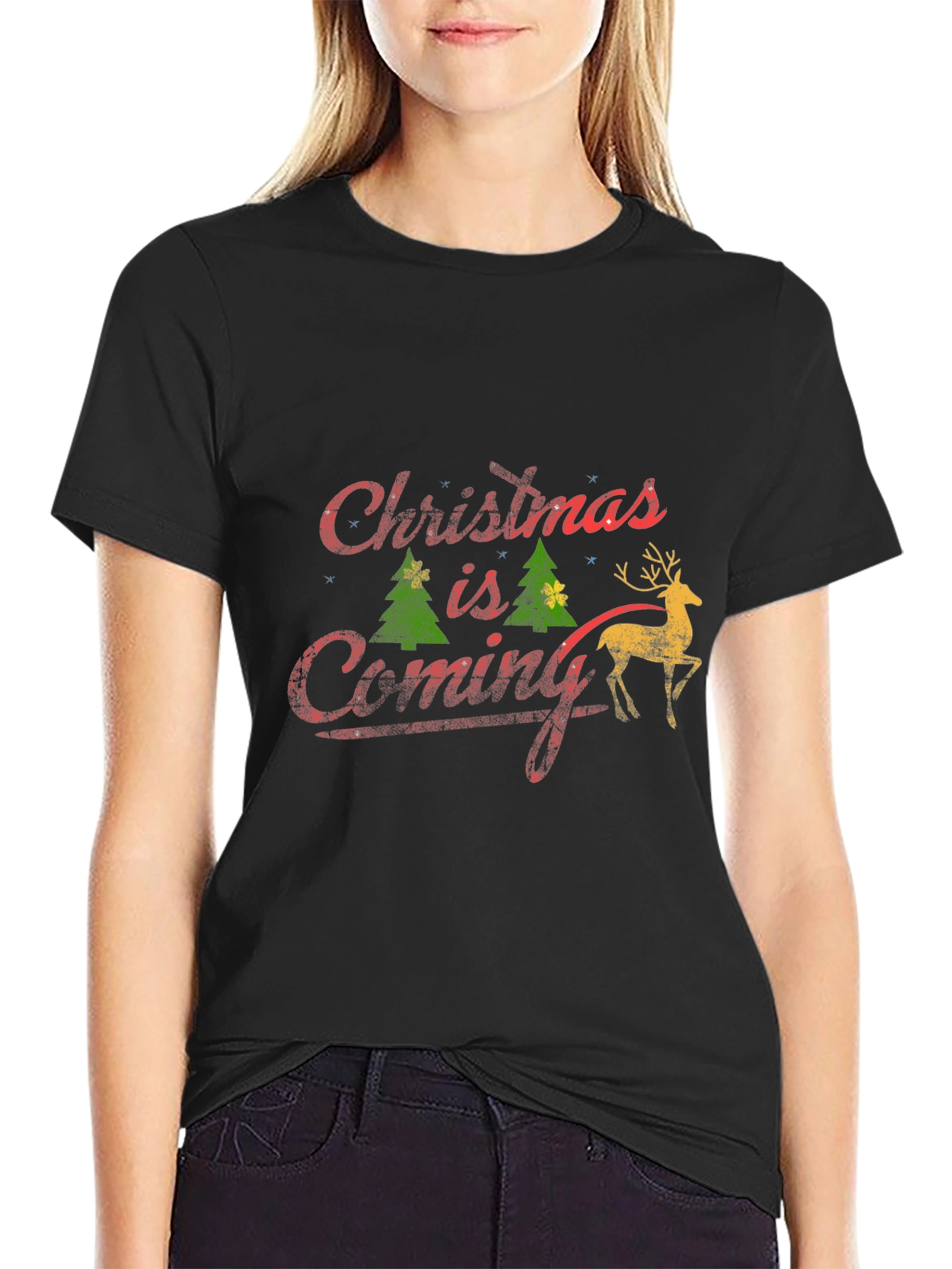 Christmas is Coming Black T-Shirt