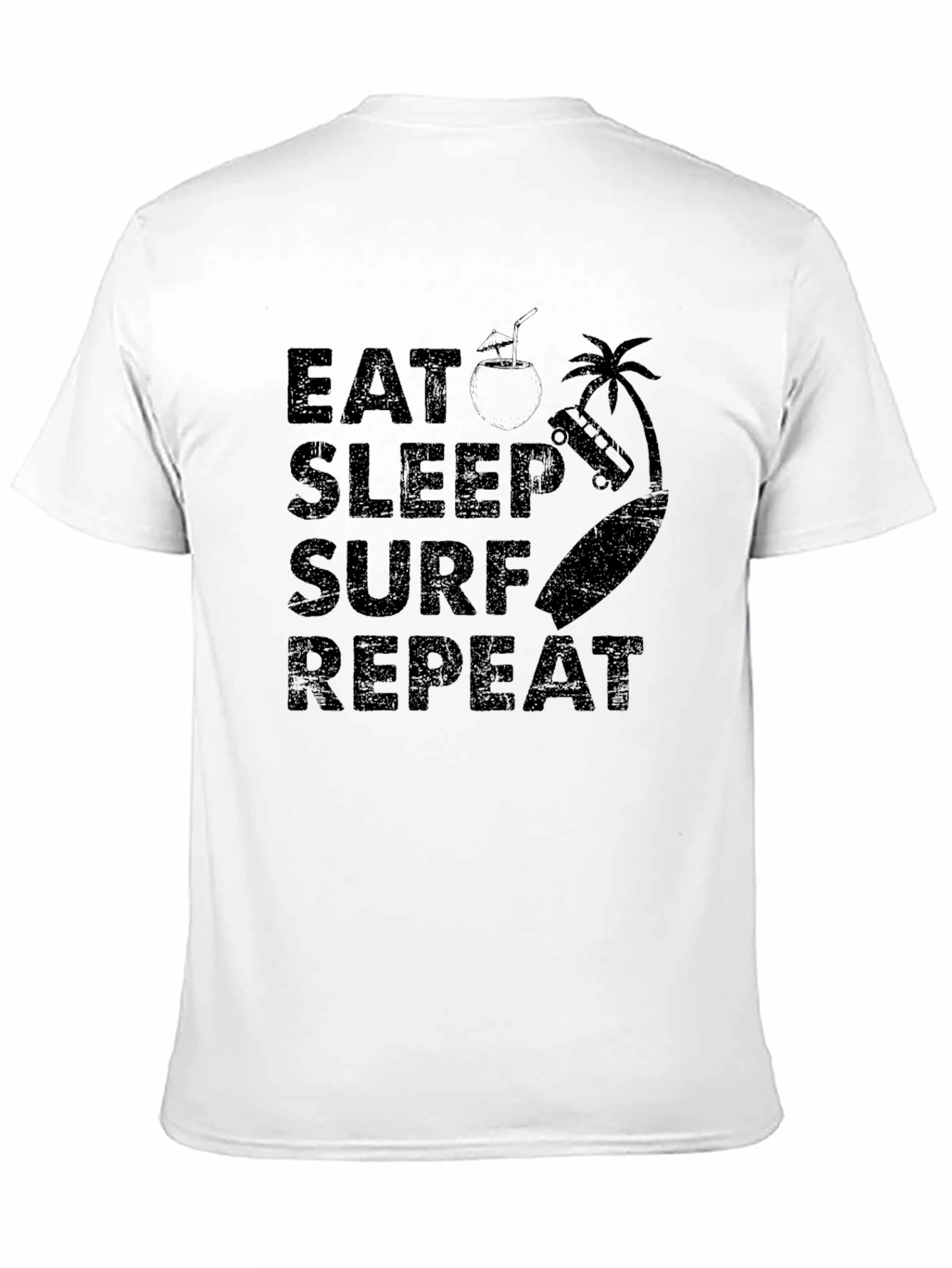 Eat Sleep Surf Repeat Black T-Shirt
