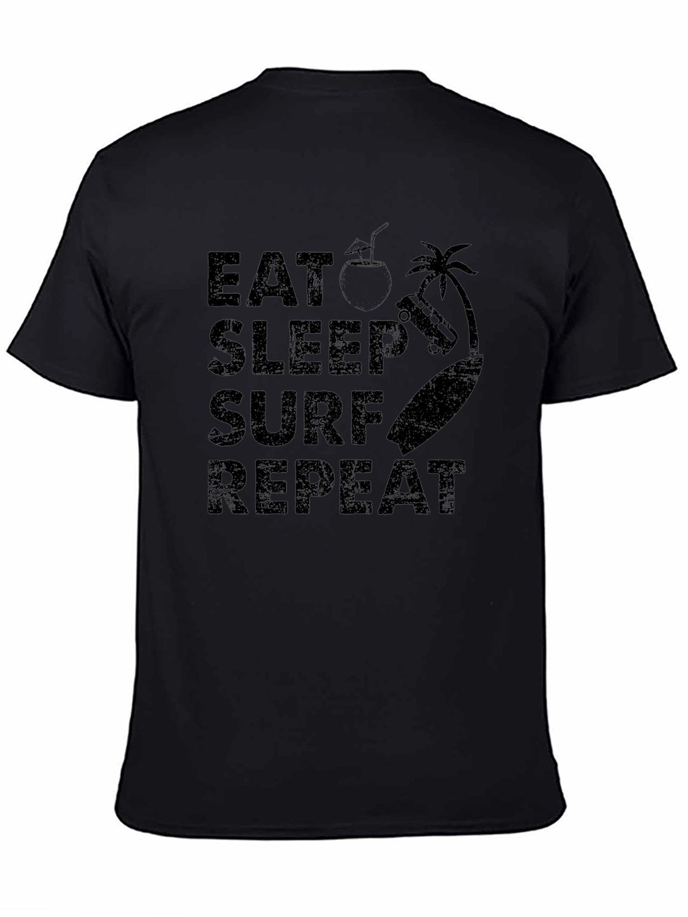 Eat Sleep Surf Repeat Black T-Shirt