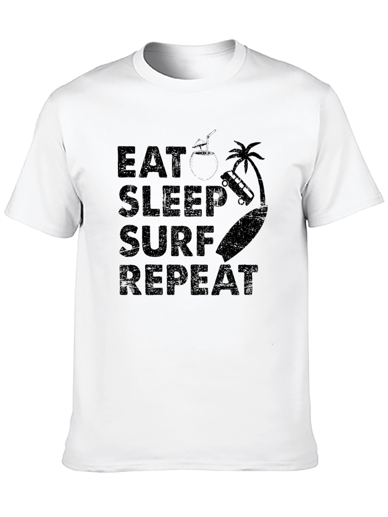 Eat Sleep Surf Repeat Black T-Shirt