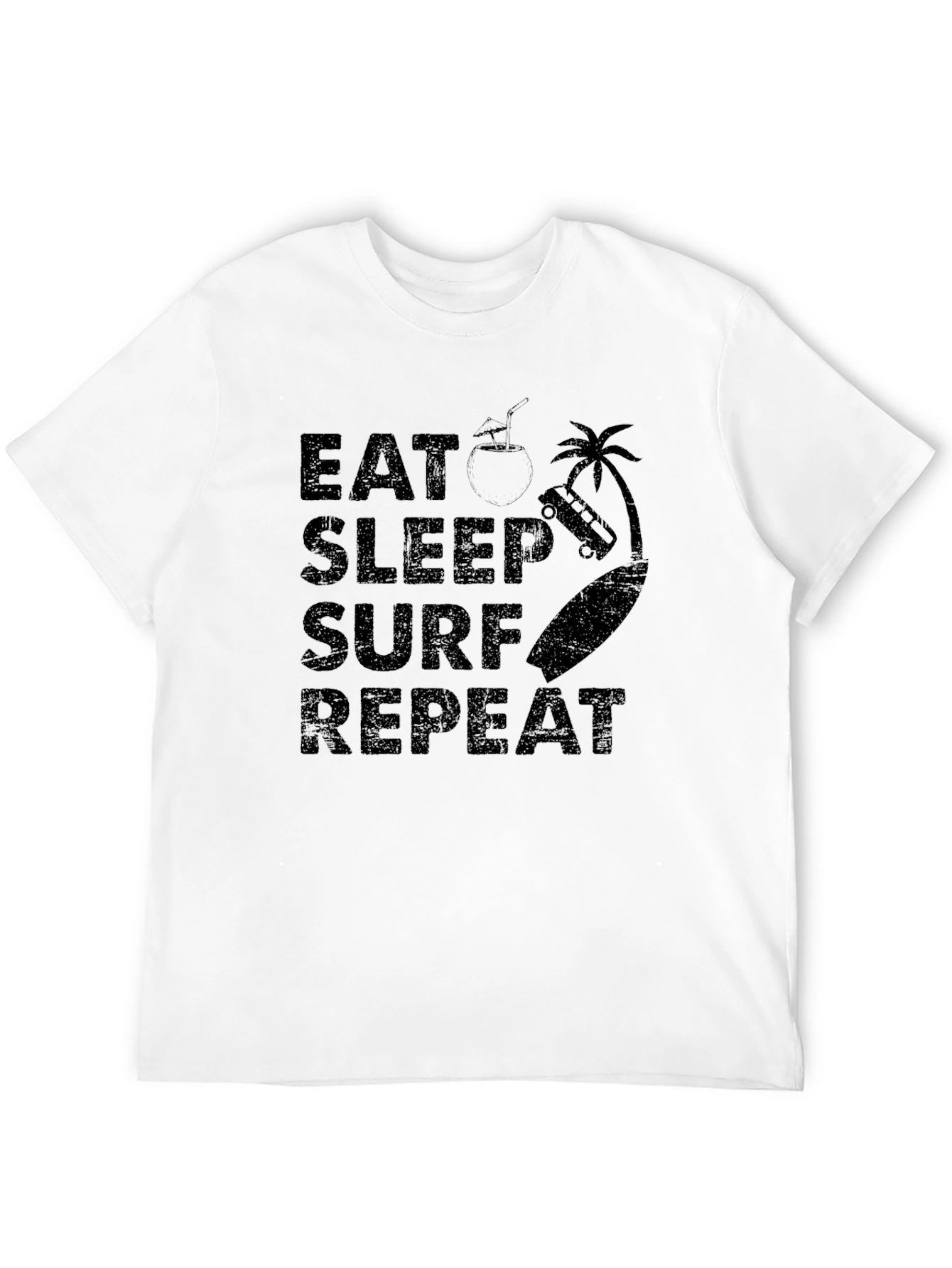 Eat Sleep Surf Repeat Black T-Shirt
