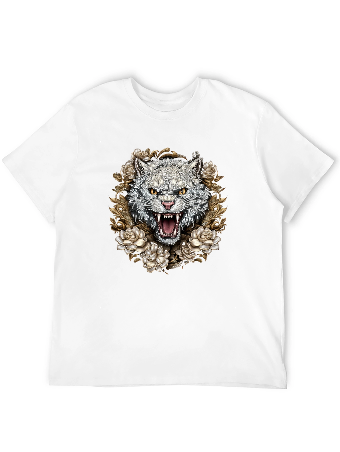 Floral Wolf Graphic Tee - Black