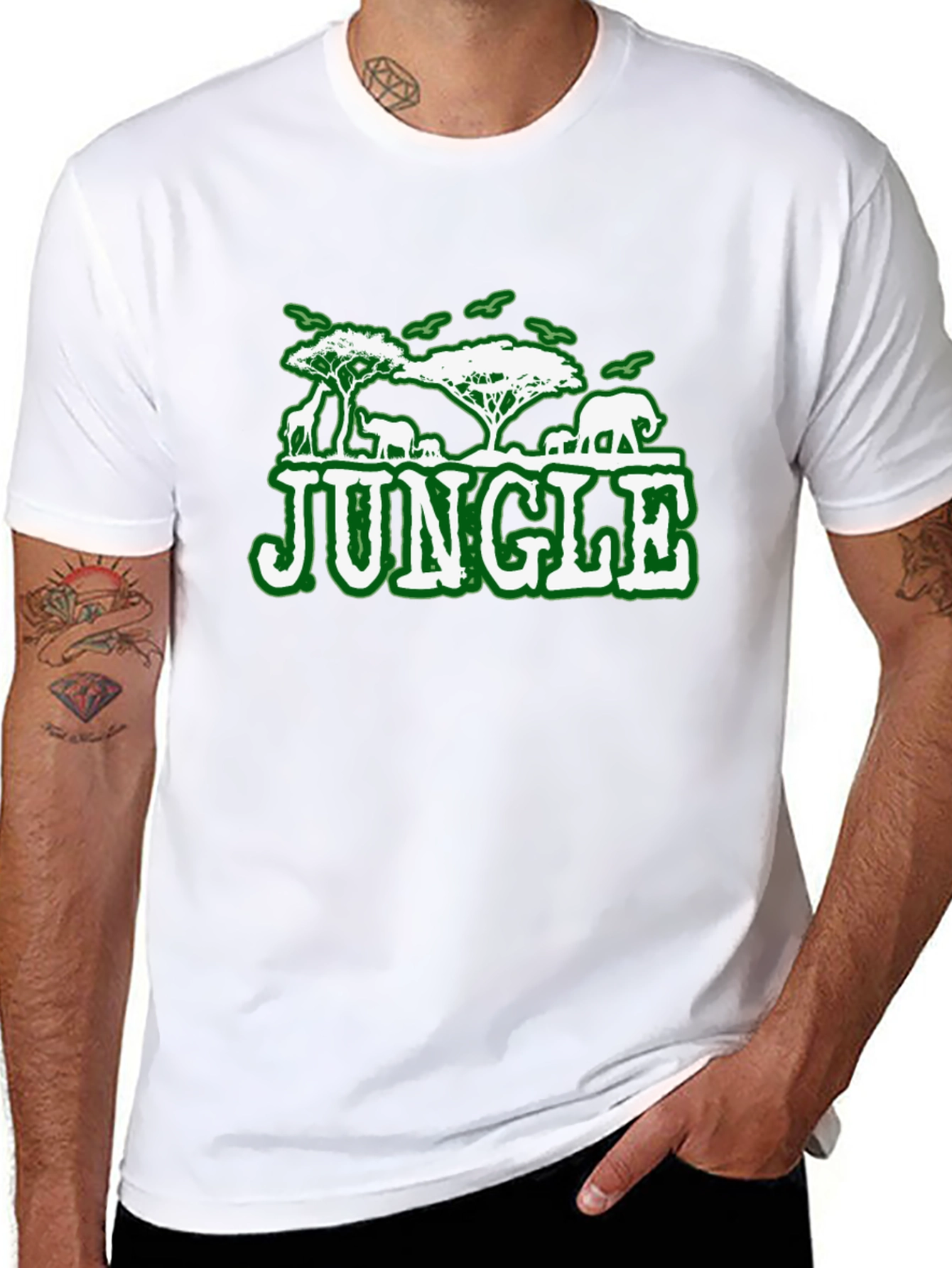 Jungle Animal Graphic Print Black T-Shirt