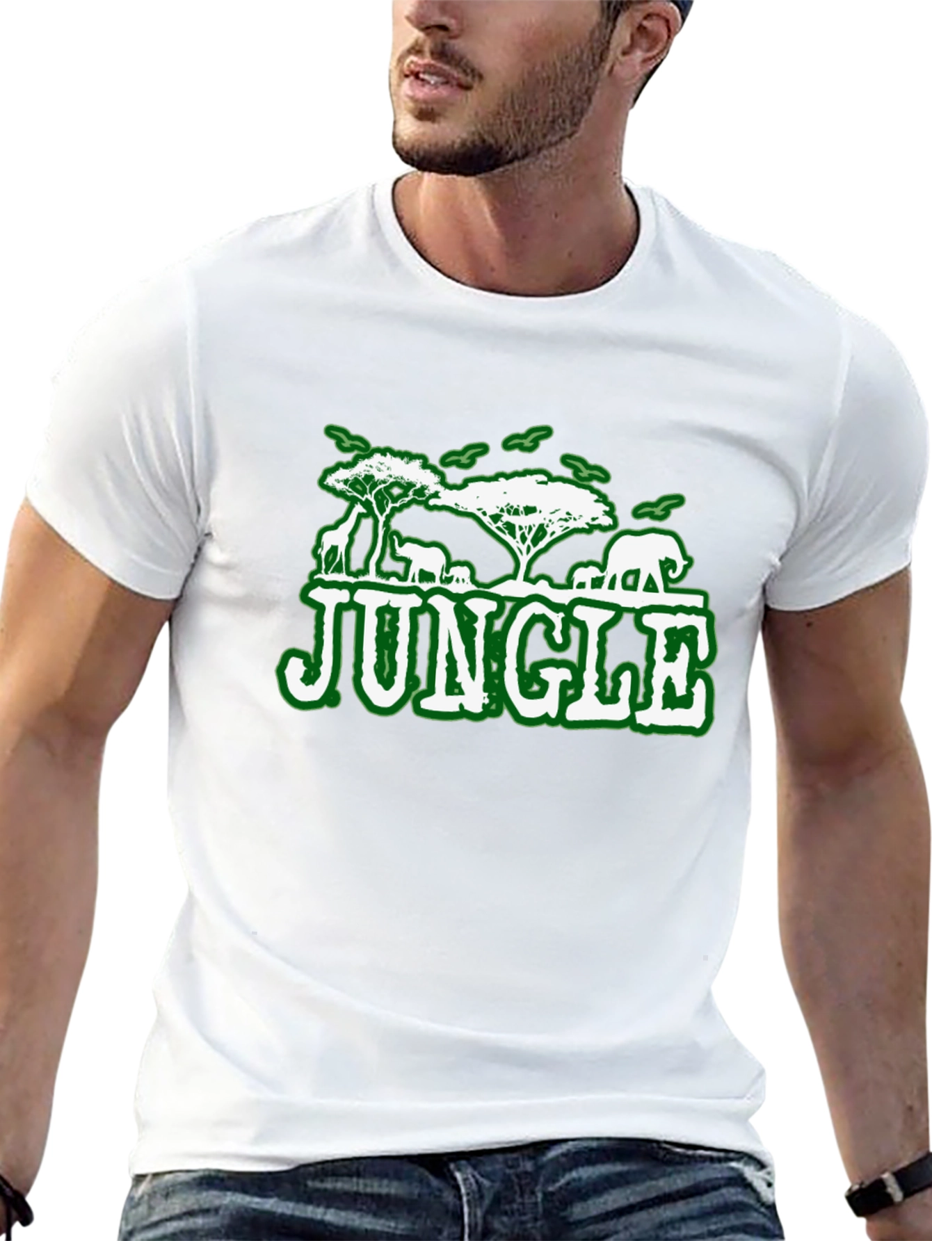 Jungle Animal Graphic Print Black T-Shirt