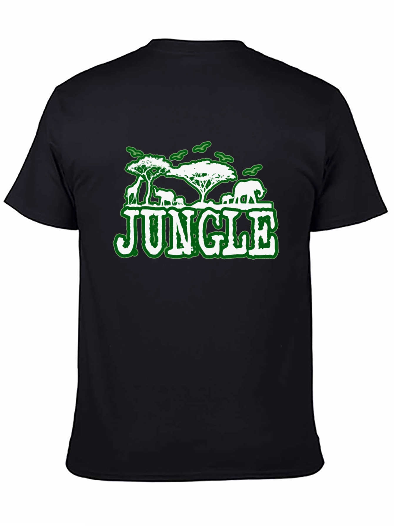 Jungle Animal Graphic Print Black T-Shirt