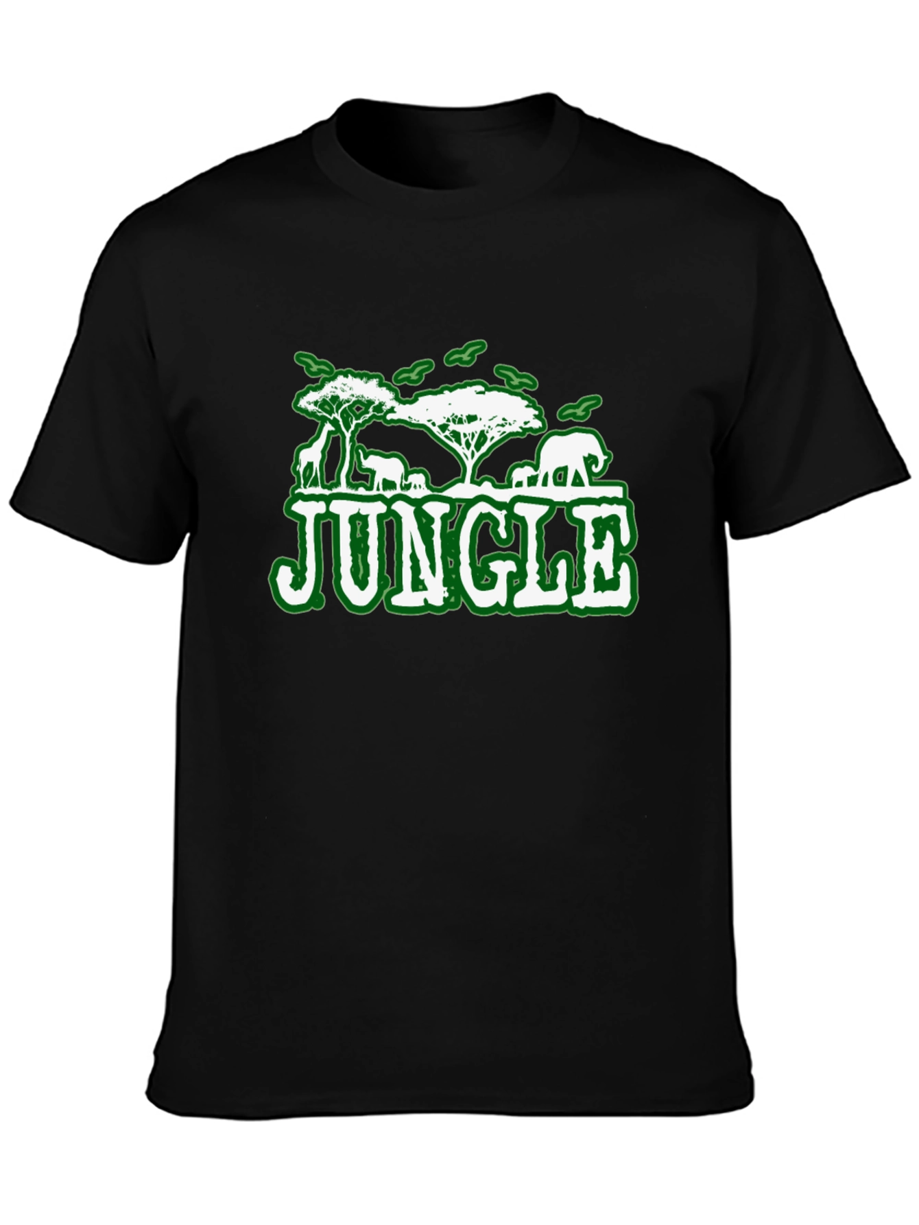 Jungle Animal Graphic Print Black T-Shirt