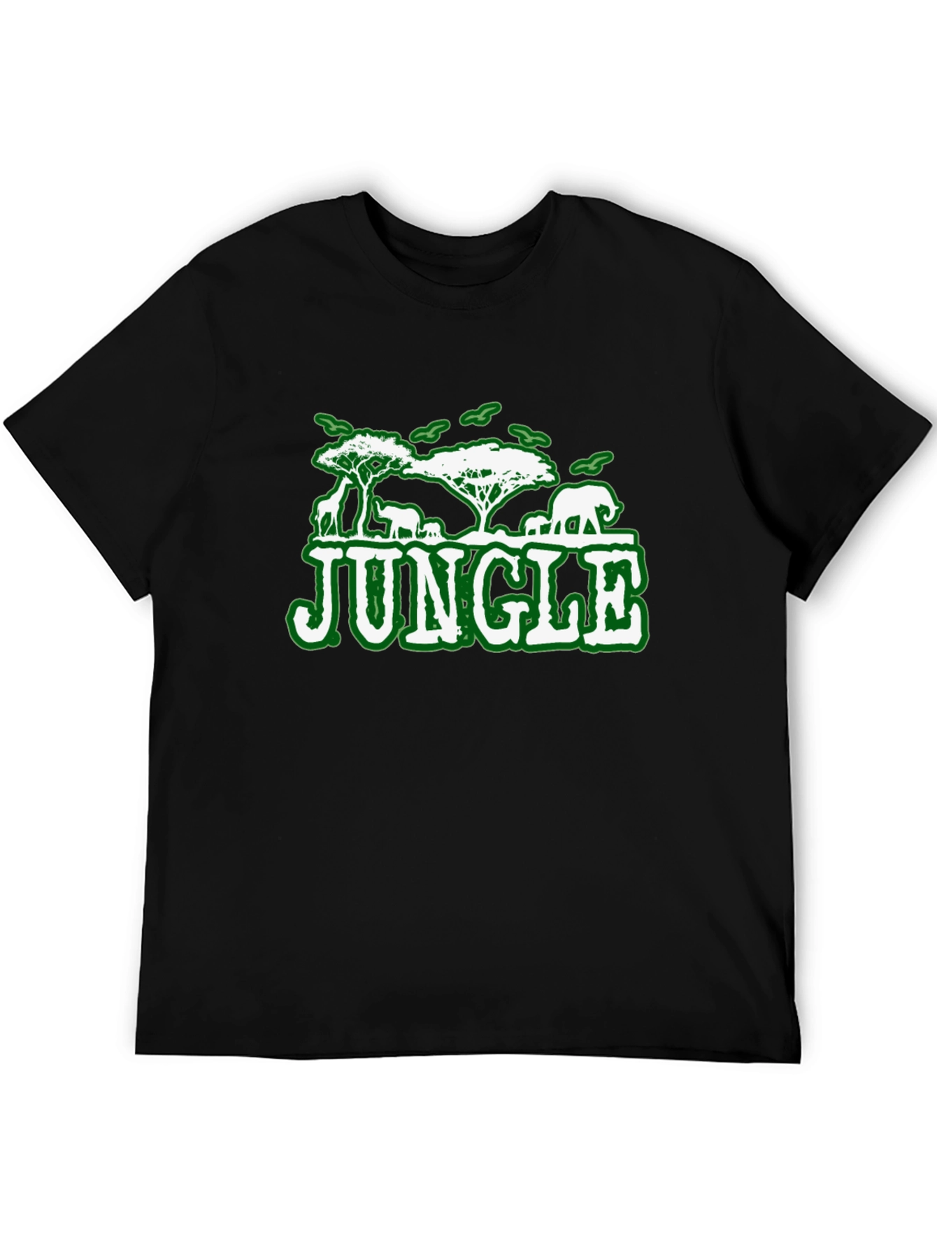 Jungle Animal Graphic Print Black T-Shirt